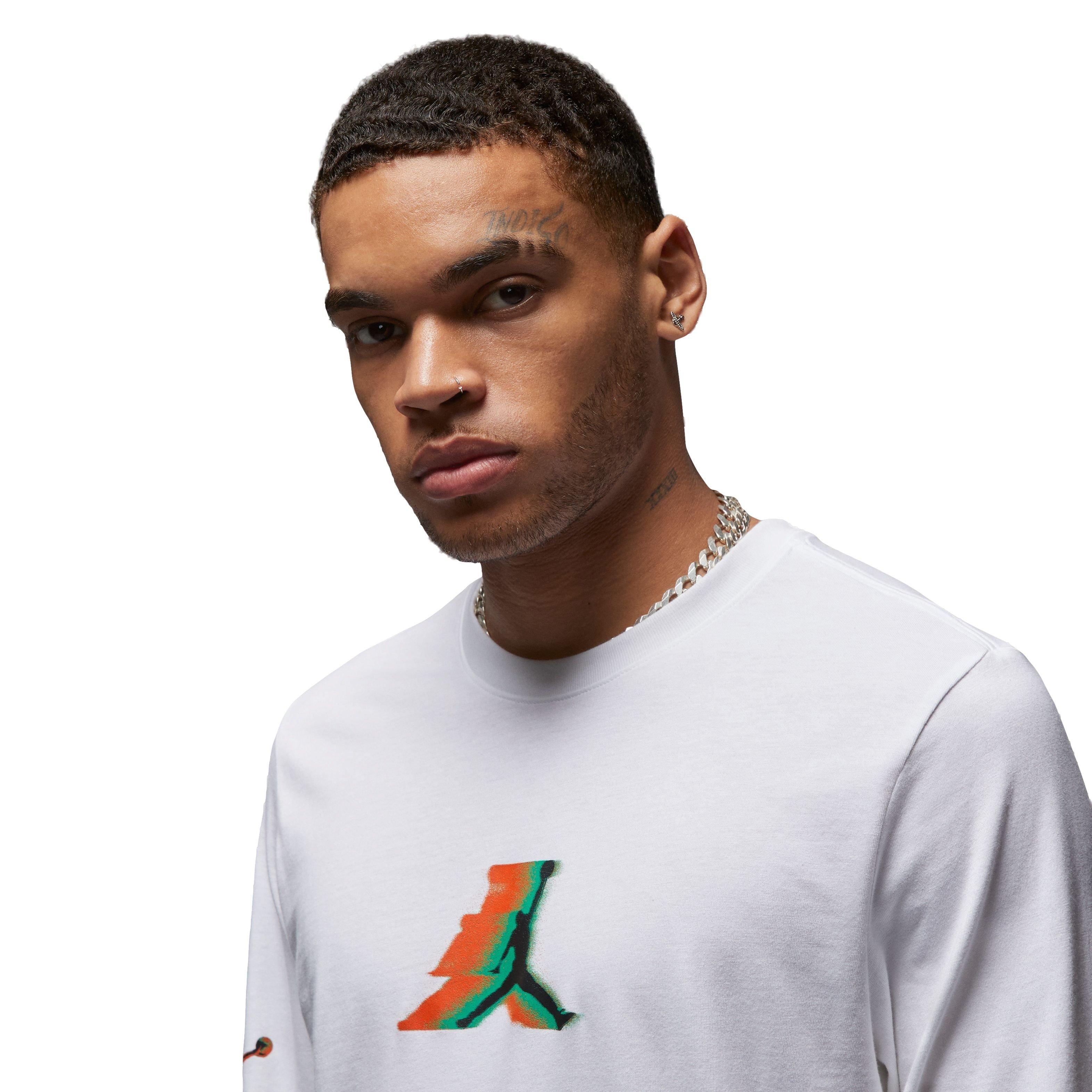 Jordan Men's Brand Long-Sleeve Crewneck Tee - WHITE/BLACK Thumbnail View 3