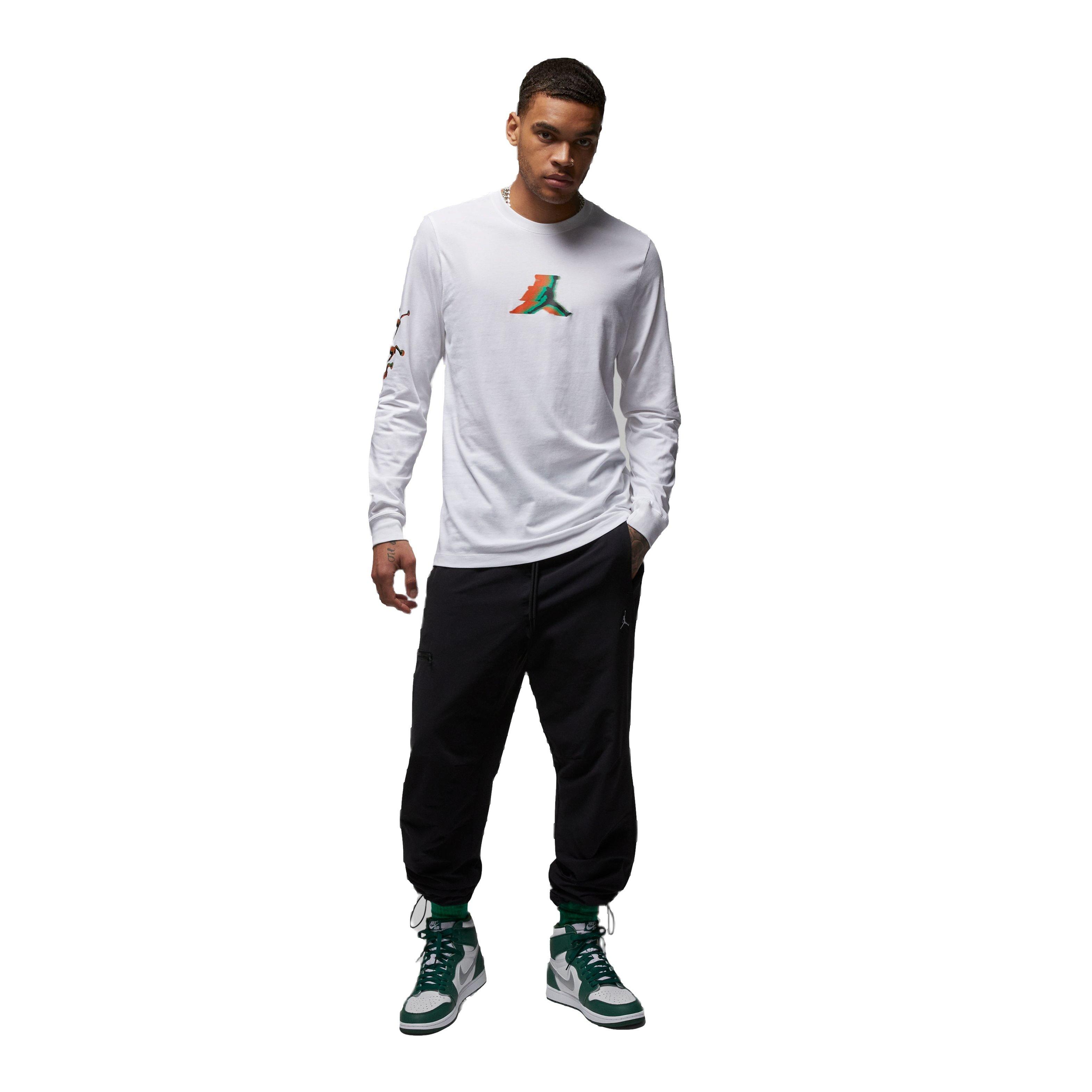 Jordan Men's Brand Long-Sleeve Crewneck Tee - WHITE/BLACK Thumbnail View 6