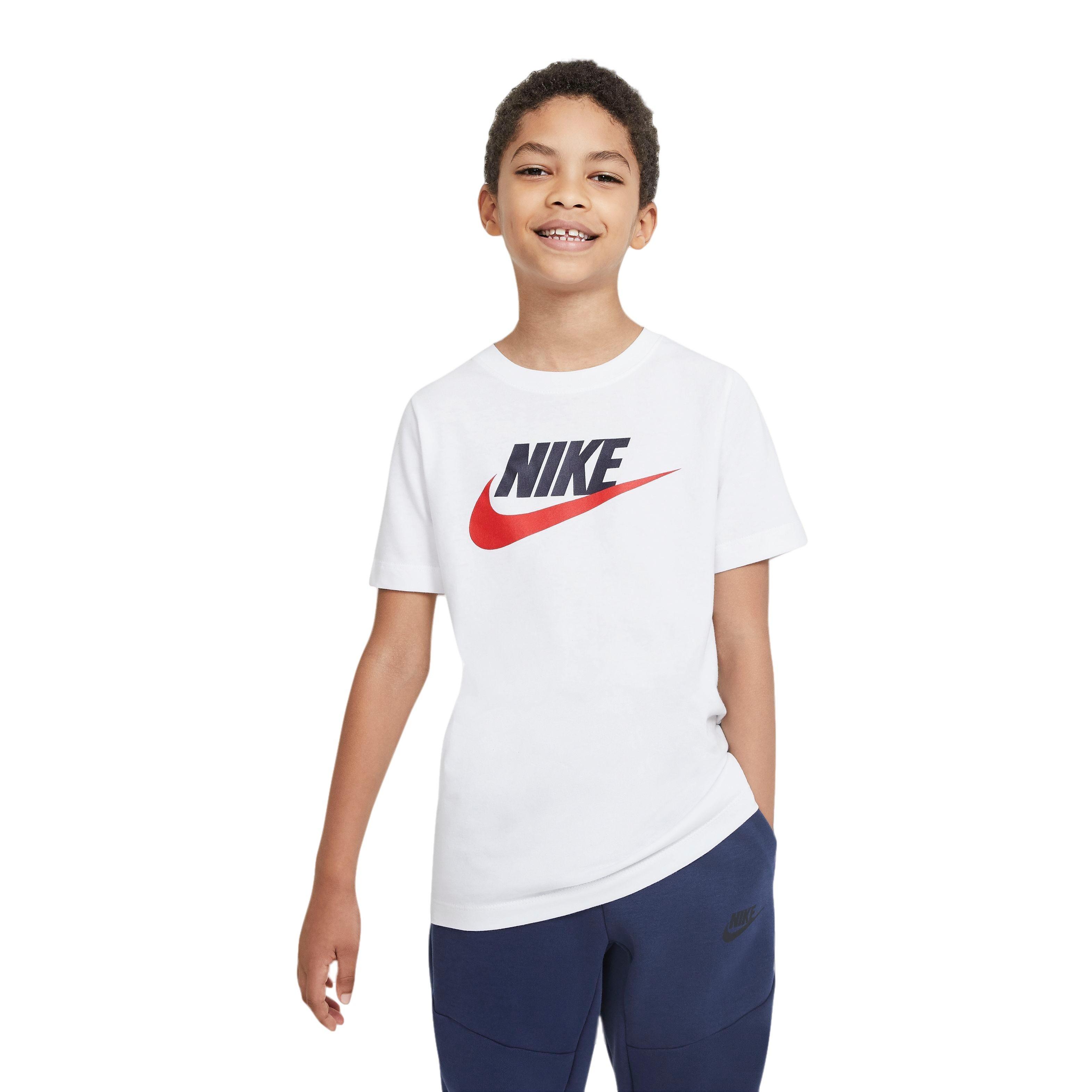 Nike Big Boys' Sportswear Futura Icon Tee-White/Navy/Red - WHITE/NAVY/RED Thumbnail View 1