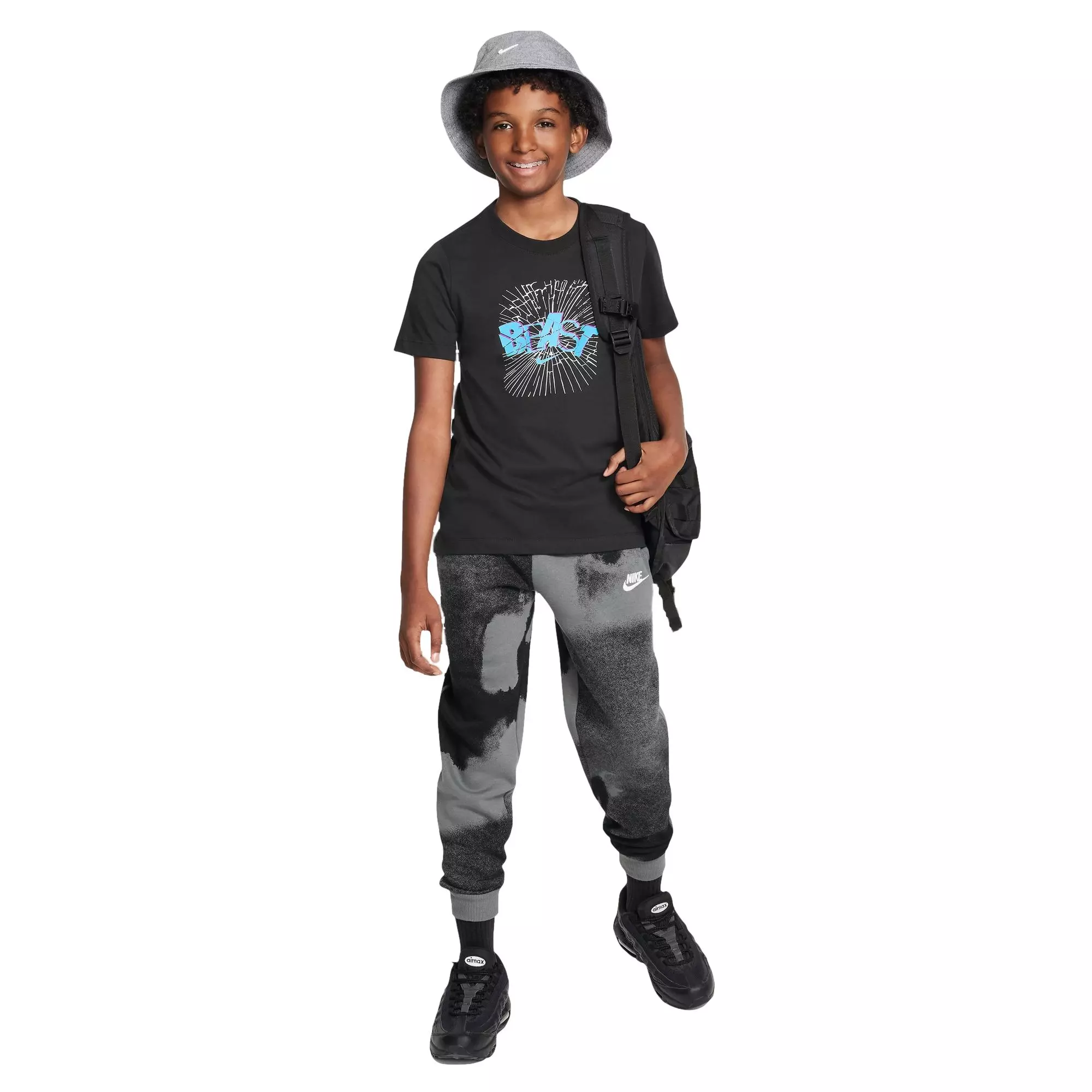 Nike Big Boys' Sportswear Beast Tee - BLACK/BLUE