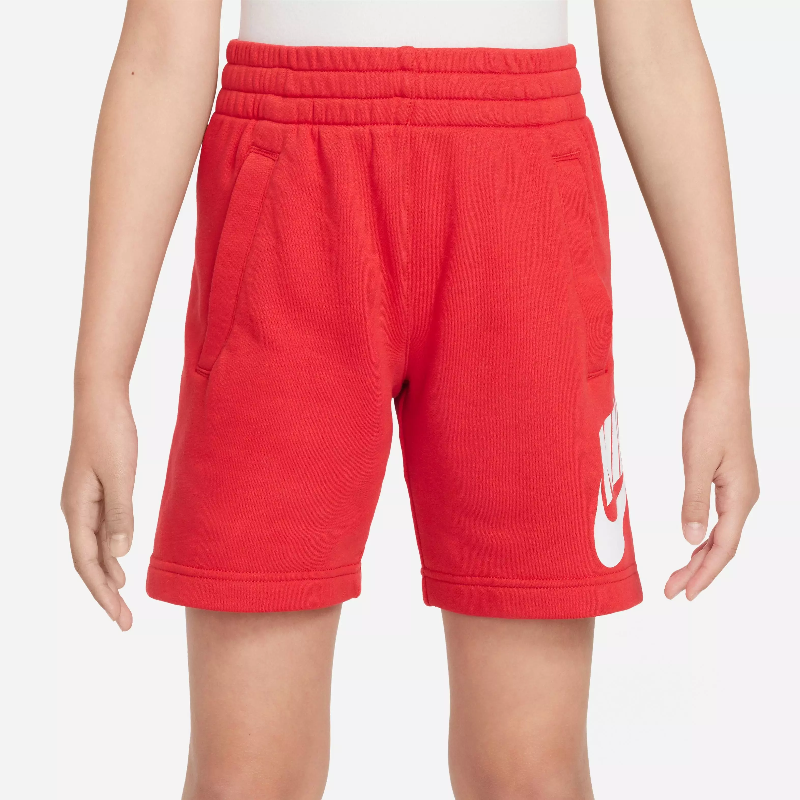 Nike Big Boys' Sportswear Club French Terry Shorts-Red/White - RED/WHITE