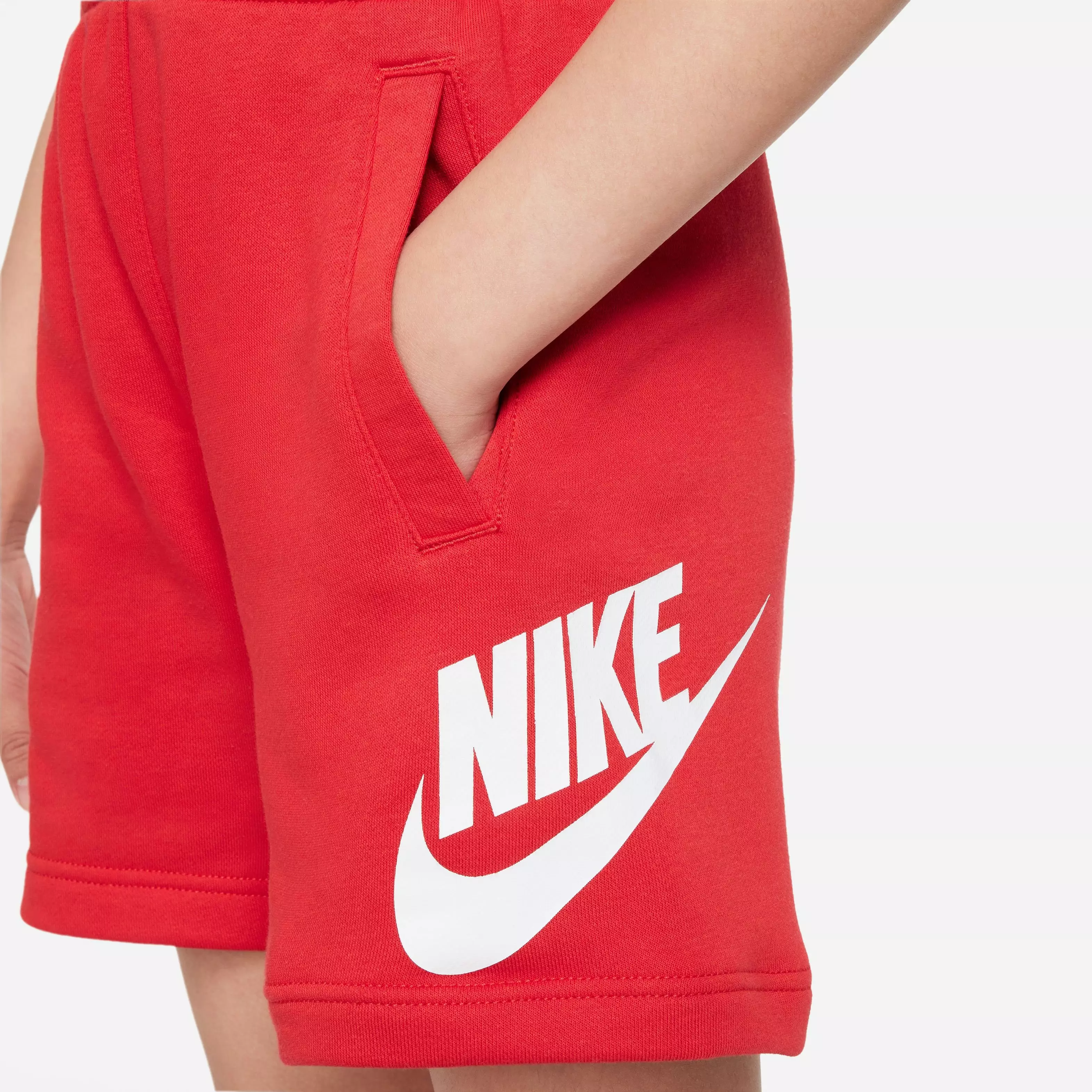 Nike Big Boys' Sportswear Club French Terry Shorts-Red/White - RED/WHITE
