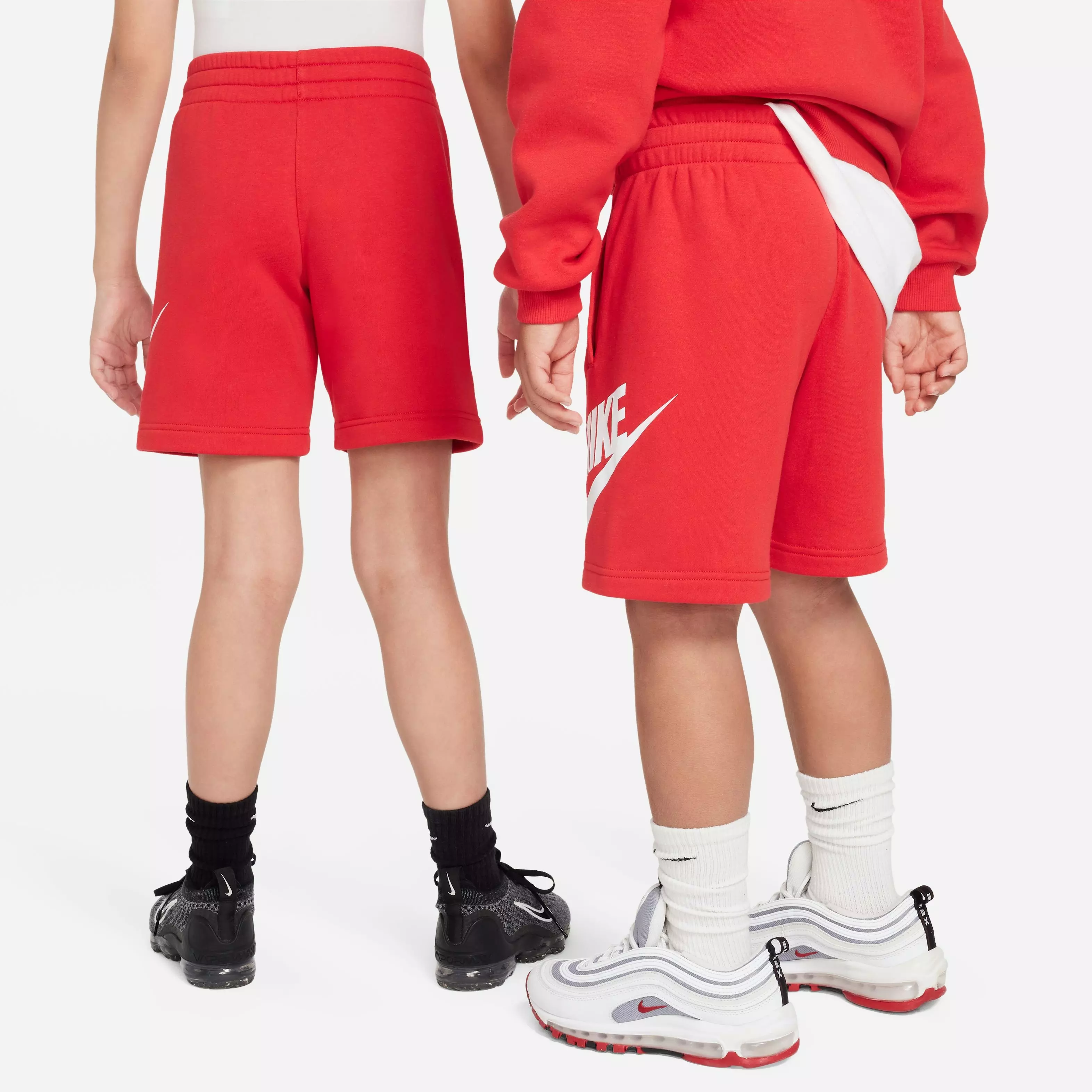 Nike Big Boys' Sportswear Club French Terry Shorts-Red/White - RED/WHITE