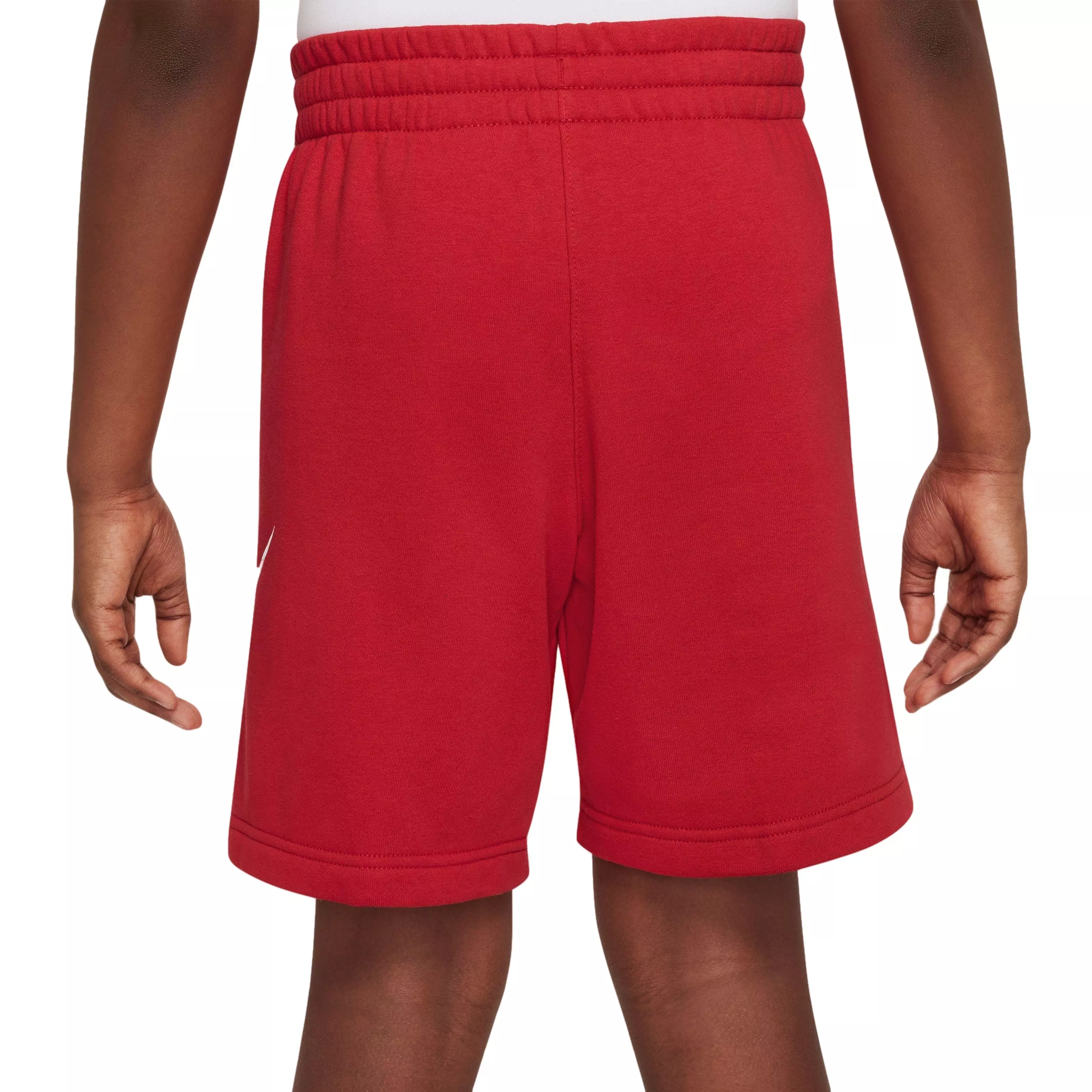 Nike Big Boys' Sportswear Club French Terry Shorts-Red/White - RED/WHITE