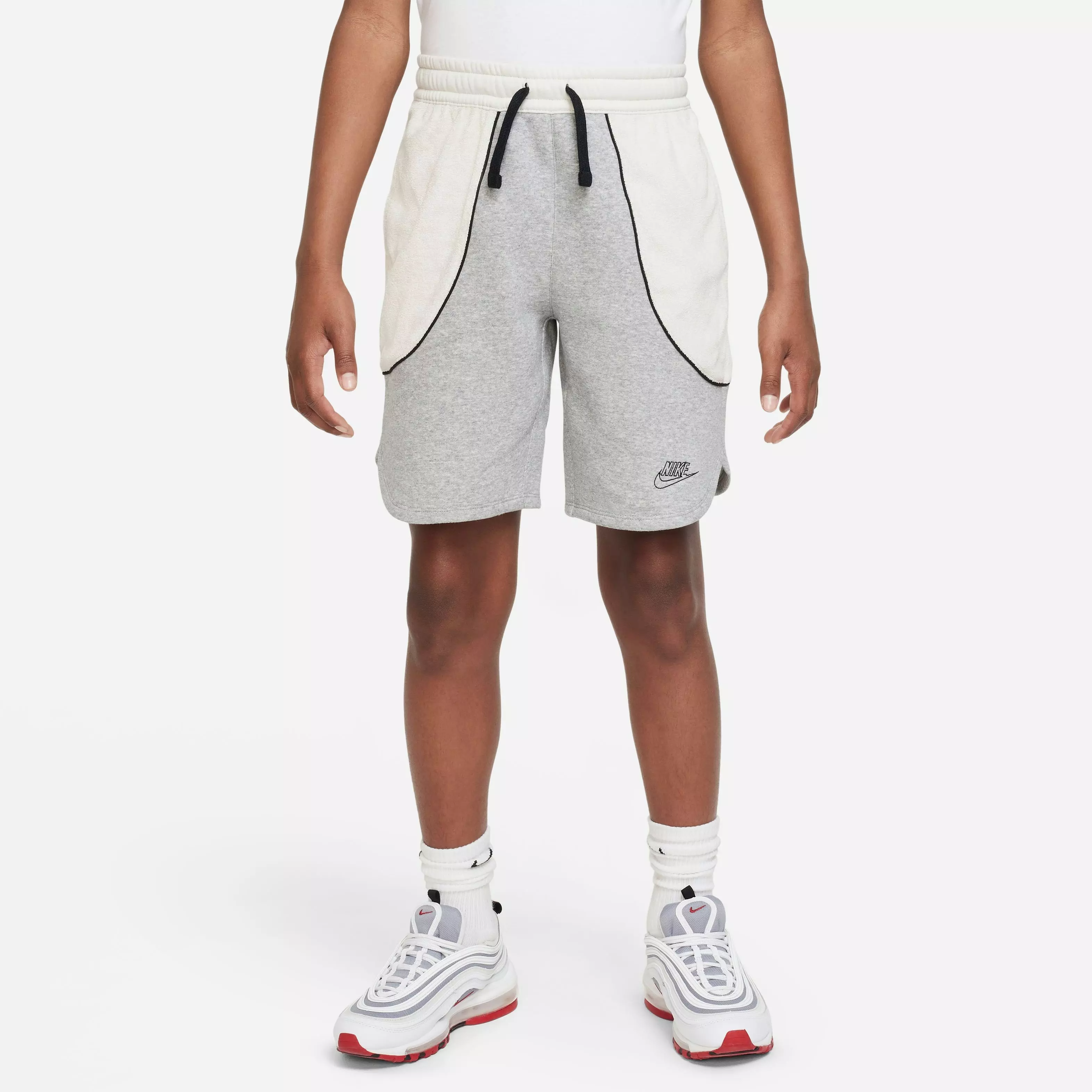 Nike Big Boys' Sportswear Amplify Shorts-Grey/White - GREY/WHITE