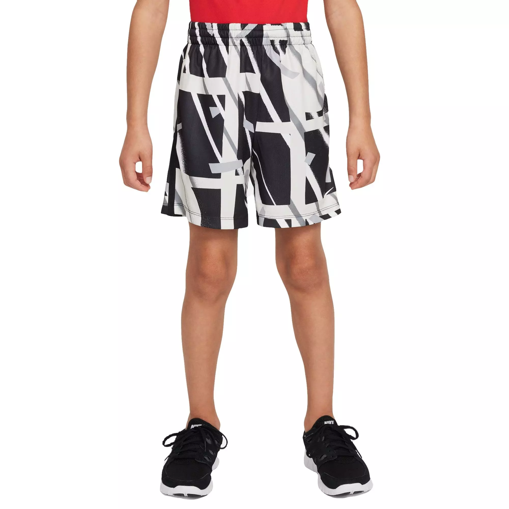 Nike Big Boys' Dri-FIT All Over Print Shorts-Black/White - BLACK/WHITE