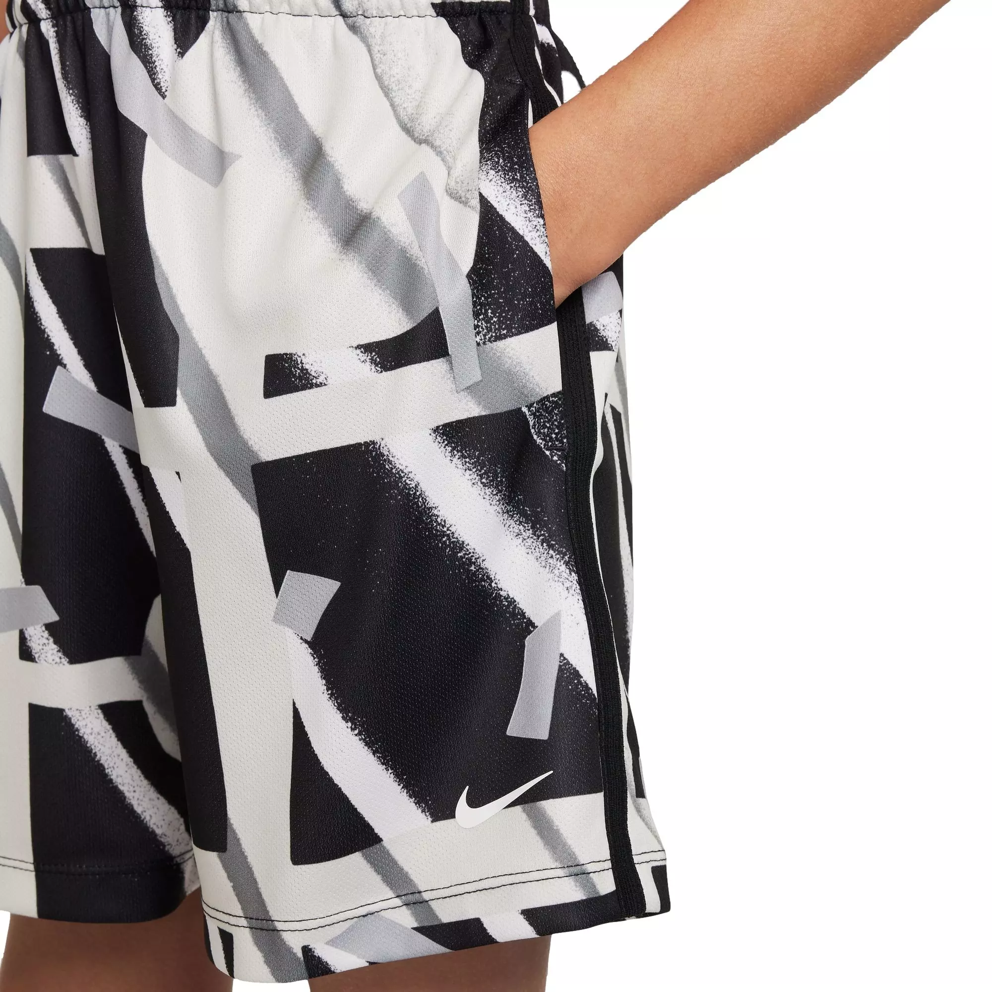 Nike Big Boys' Dri-FIT All Over Print Shorts-Black/White - BLACK/WHITE