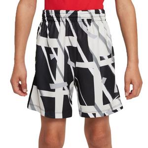 Nike Big Boys' Dri-FIT All Over Print Shorts-Black/White