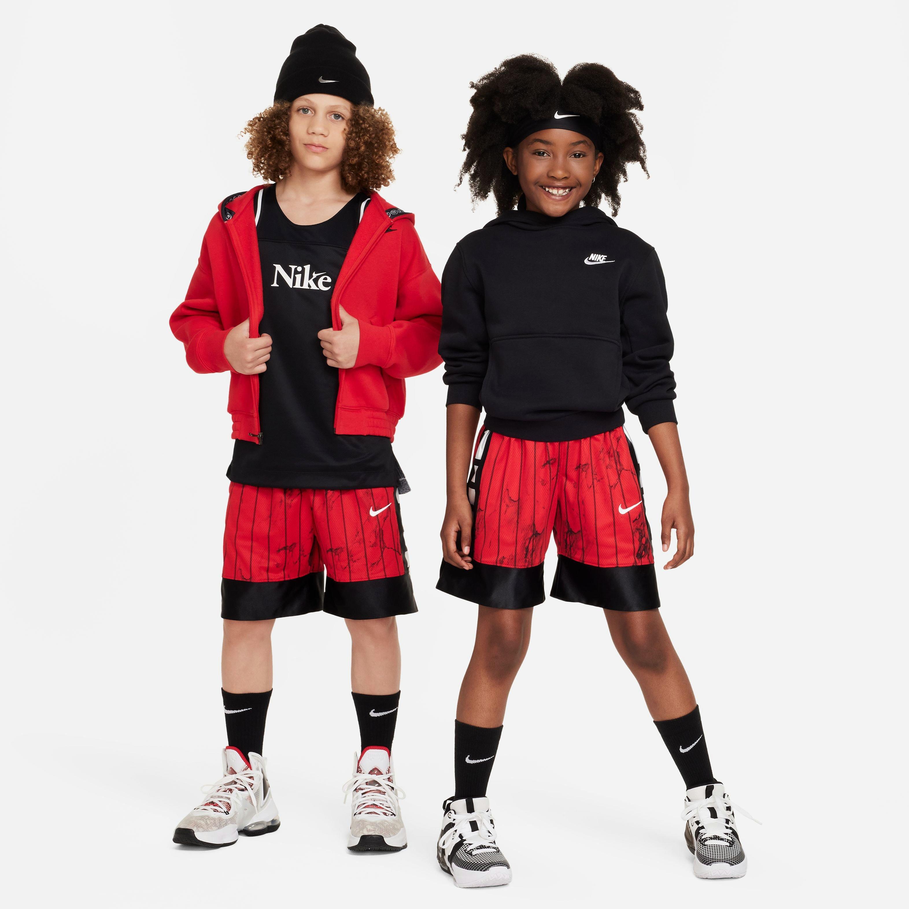 Nike Big Boys' Dri-FIT Elite Printed Basketball Shorts-Red/Black/White - RED/BLACK/WHITE Thumbnail View 7