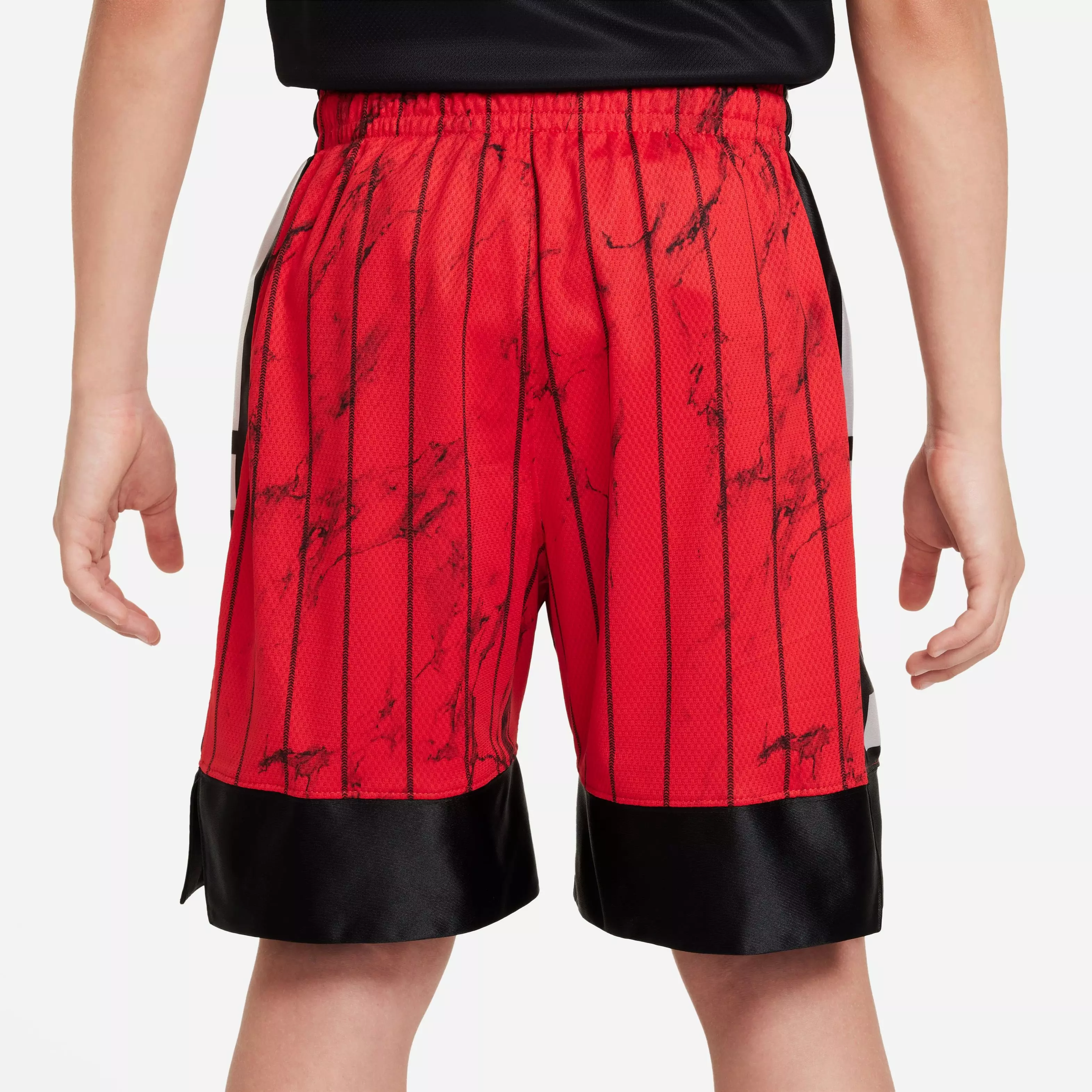 Nike Big Boys' Dri-FIT Elite Printed Basketball Shorts-Red/Black/White - RED/BLACK/WHITE