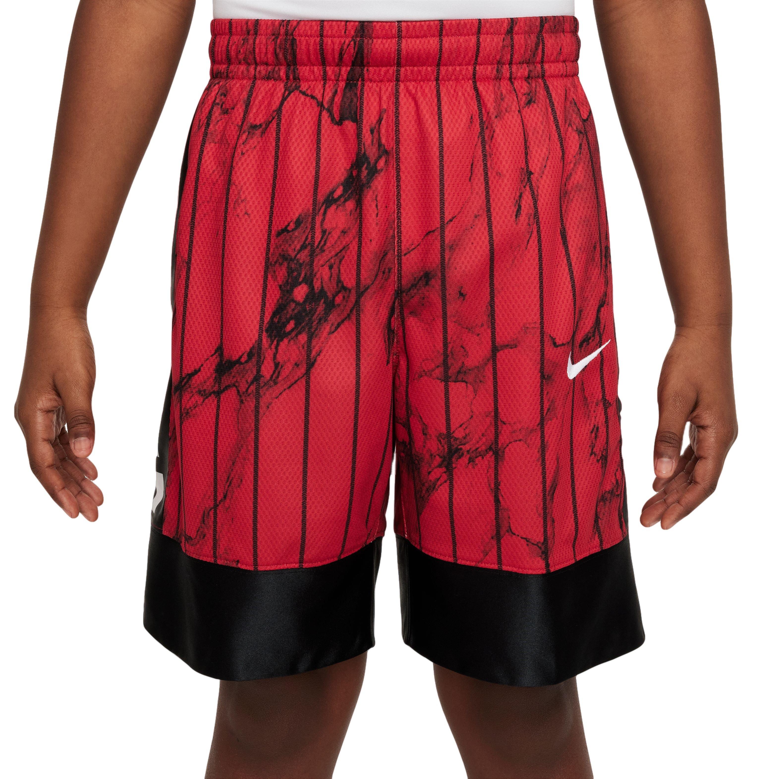 Nike Big Boys' Dri-FIT Elite Printed Basketball Shorts-Red/Black/White - RED/BLACK/WHITE Thumbnail View 1
