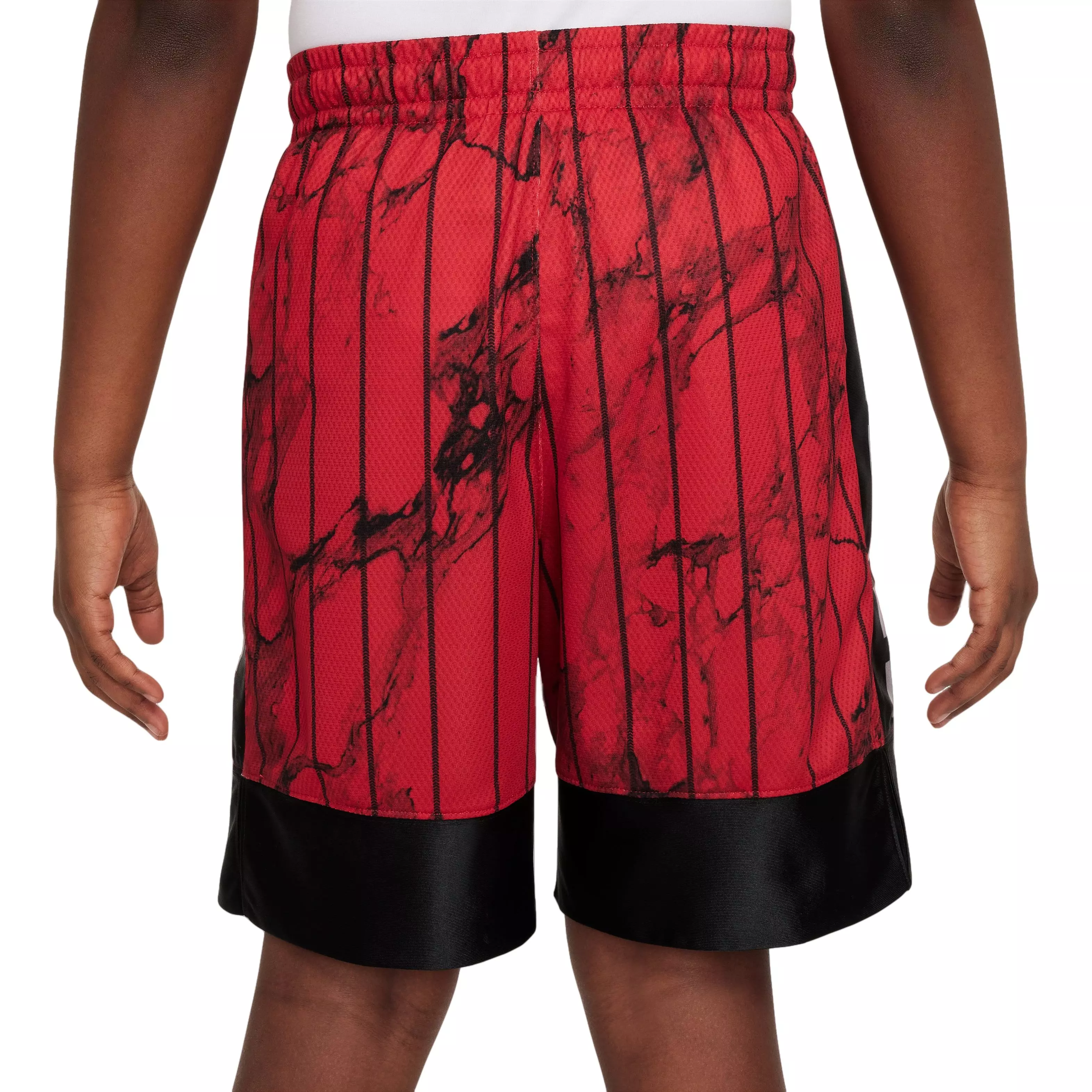 Nike Big Boys' Dri-FIT Elite Printed Basketball Shorts-Red/Black/White - RED/BLACK/WHITE
