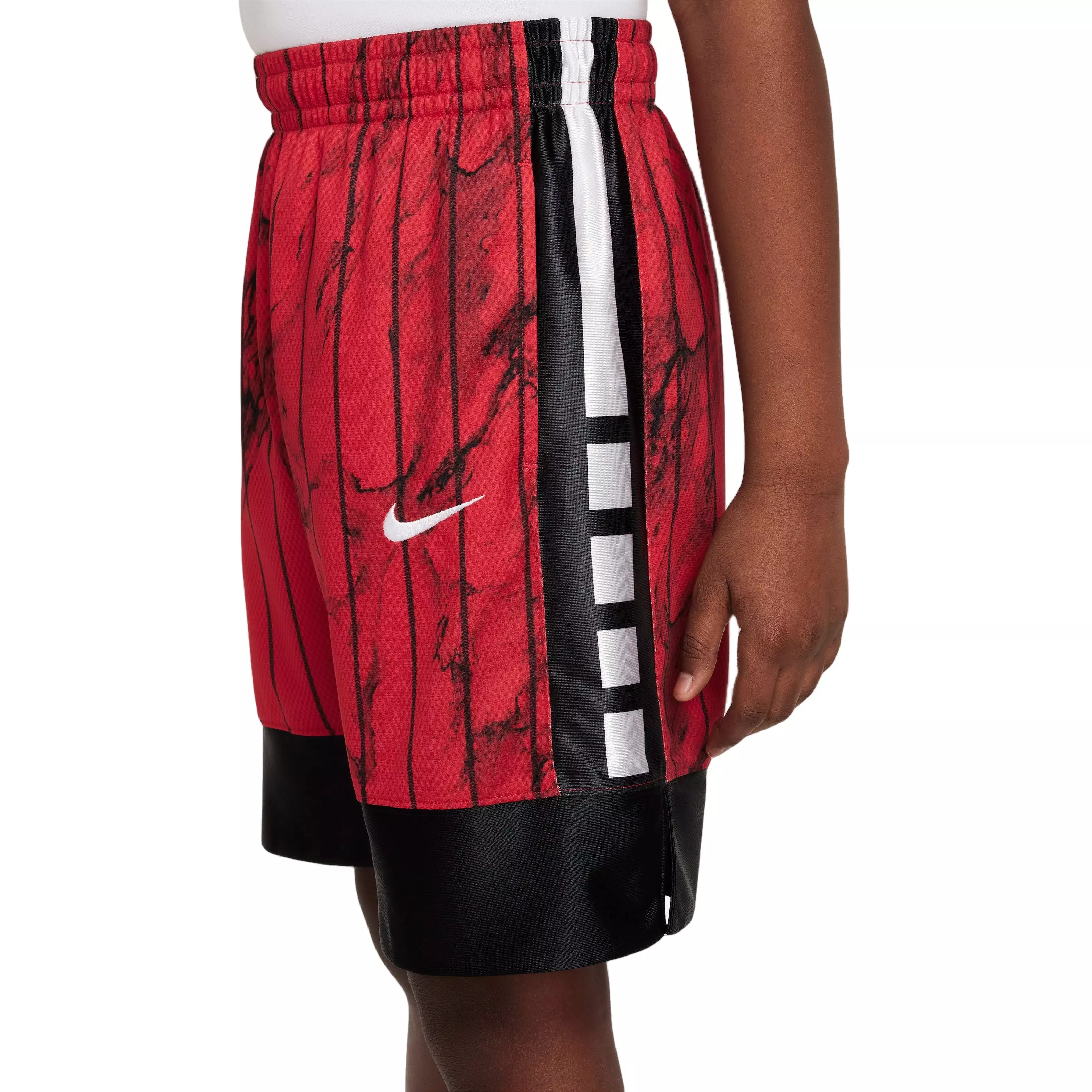 Nike Big Boys' Dri-FIT Elite Printed Basketball Shorts-Red/Black/White - RED/BLACK/WHITE