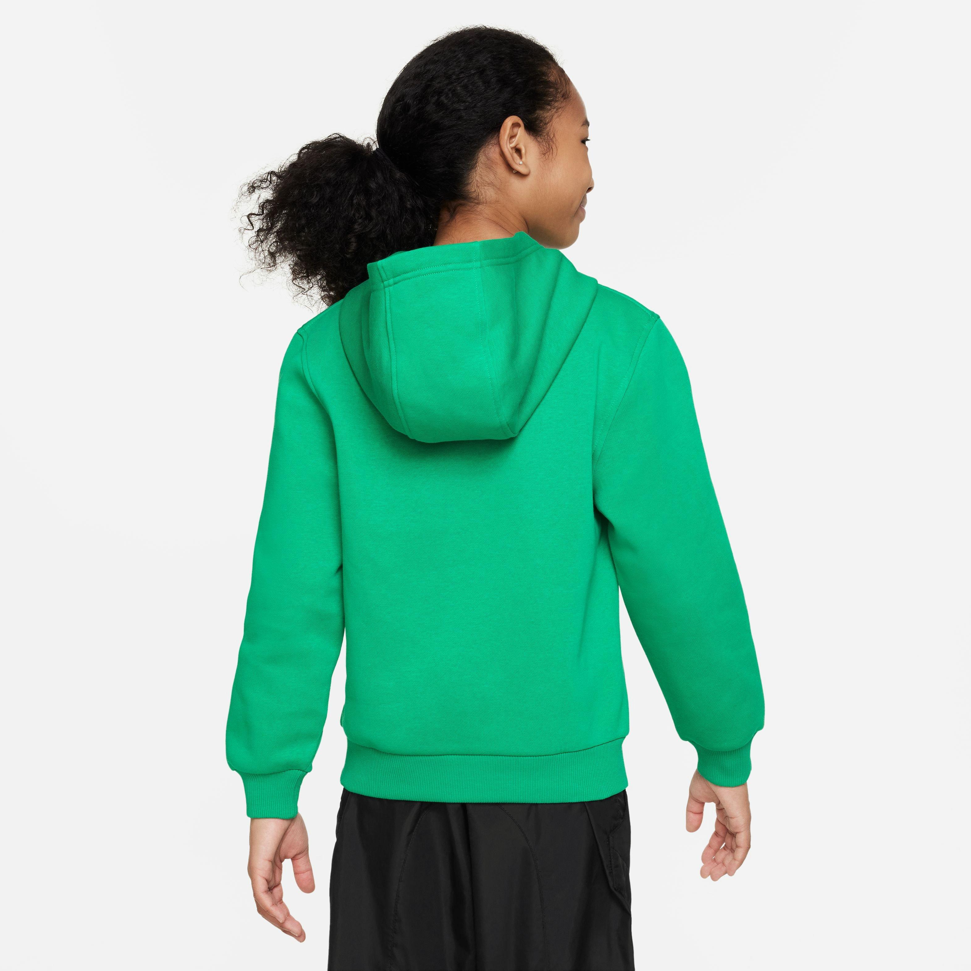 Nike Big Kids' Sportswear Club Fleece Pullover Hoodie-Green/White - GREEN/WHITE Thumbnail View 5