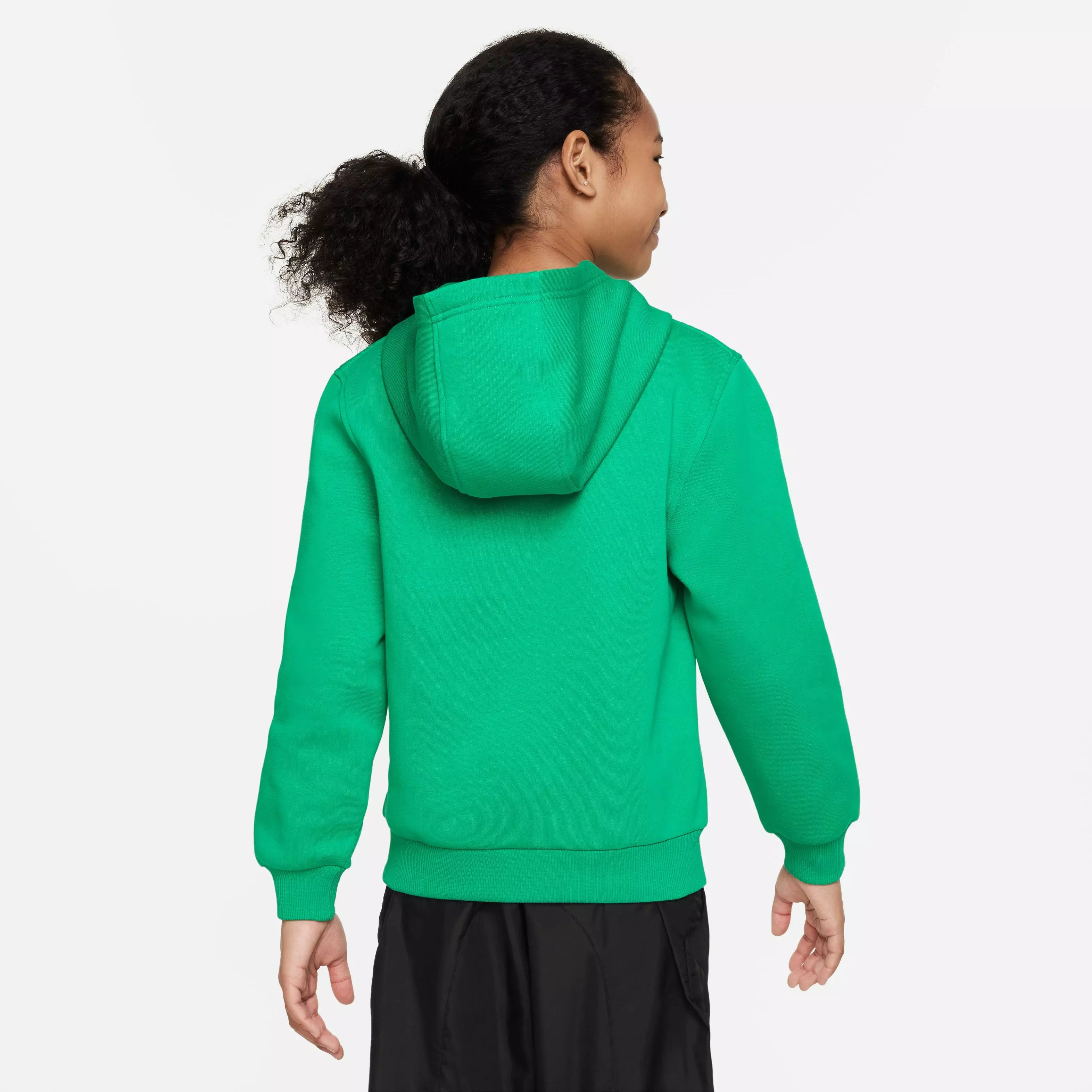 Nike Big Kids' Sportswear Club Fleece Pullover Hoodie-Green/White - GREEN/WHITE