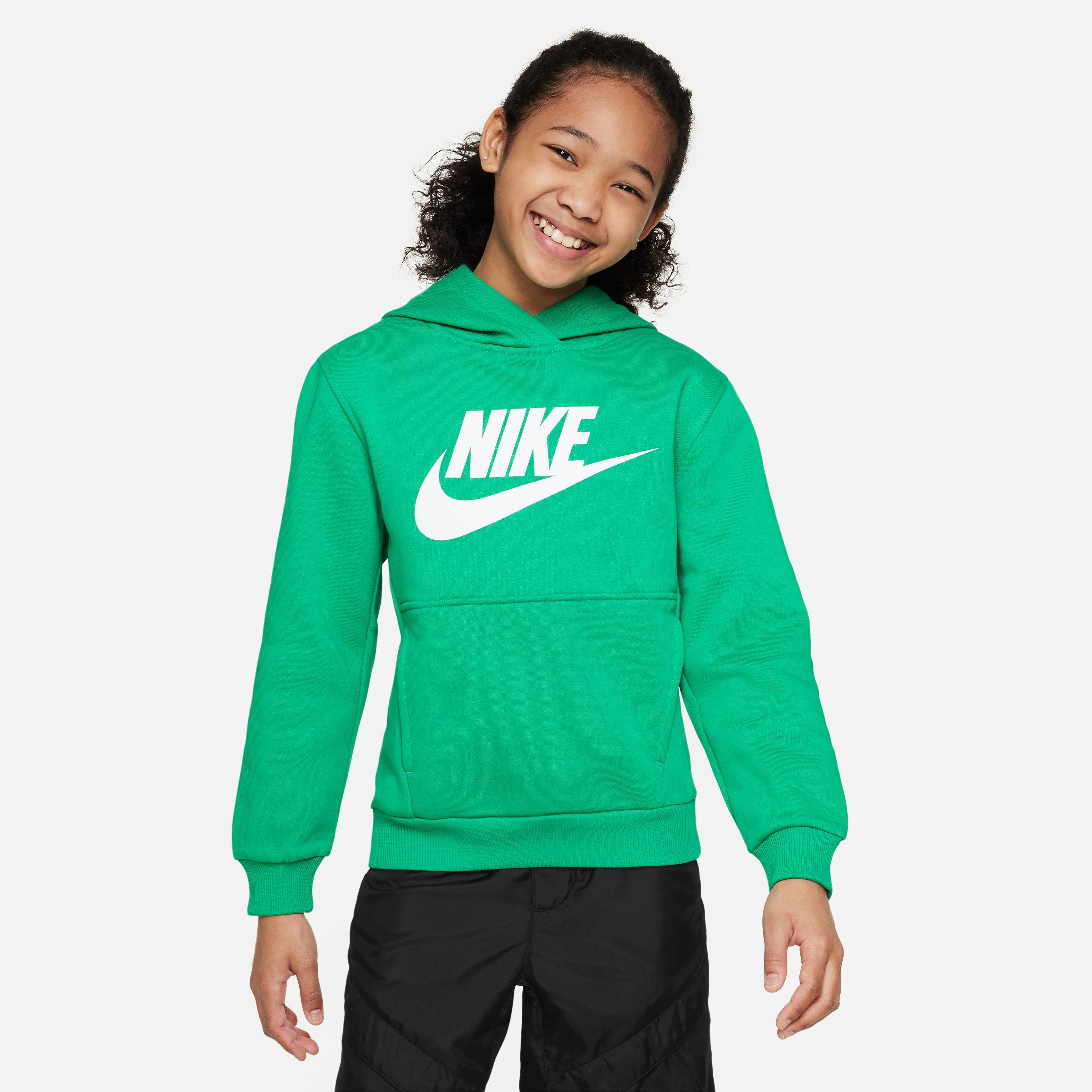 Nike Big Kids' Sportswear Club Fleece Pullover Hoodie-Green/White - GREEN/WHITE Thumbnail View 4