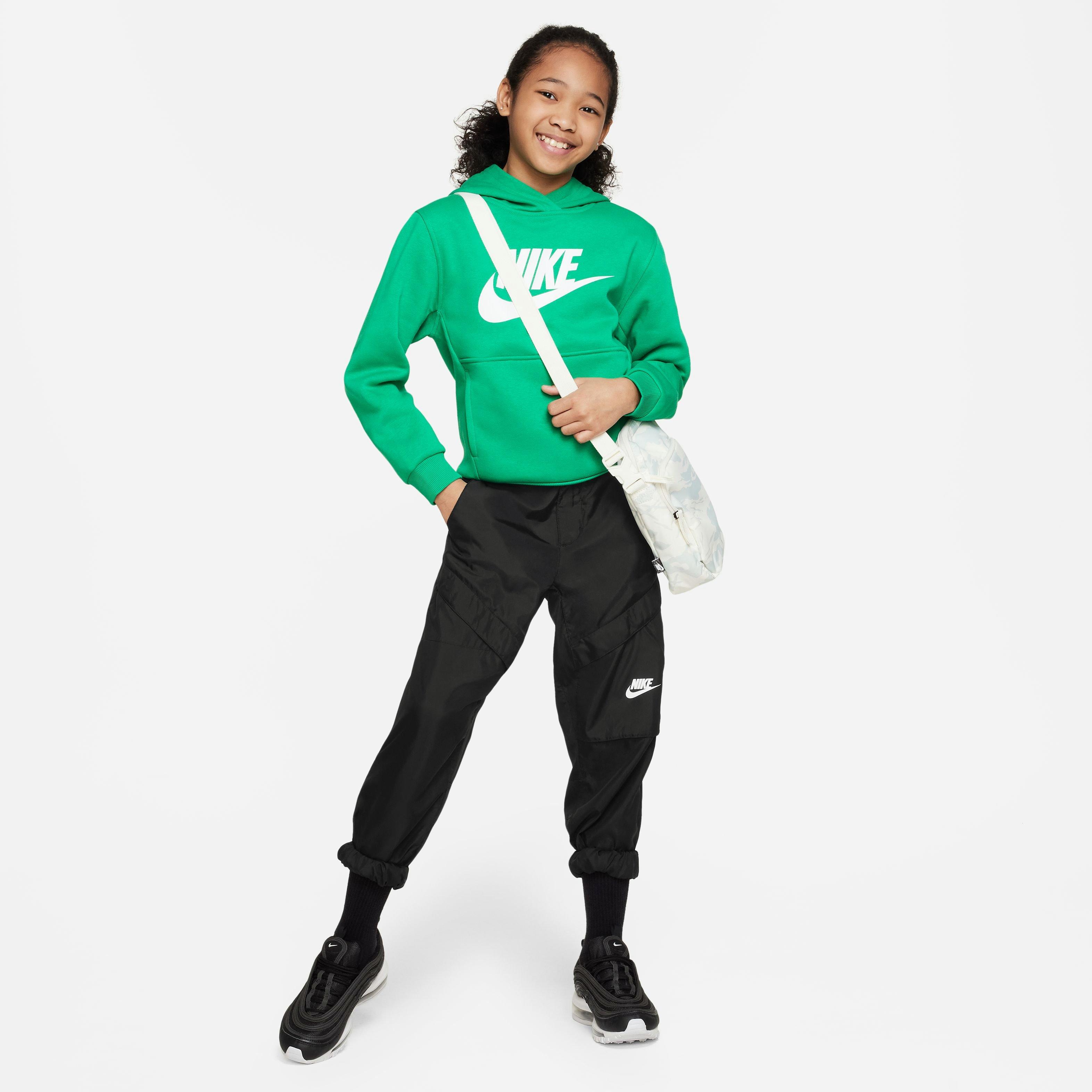 Nike Big Kids' Sportswear Club Fleece Pullover Hoodie-Green/White - GREEN/WHITE Thumbnail View 1