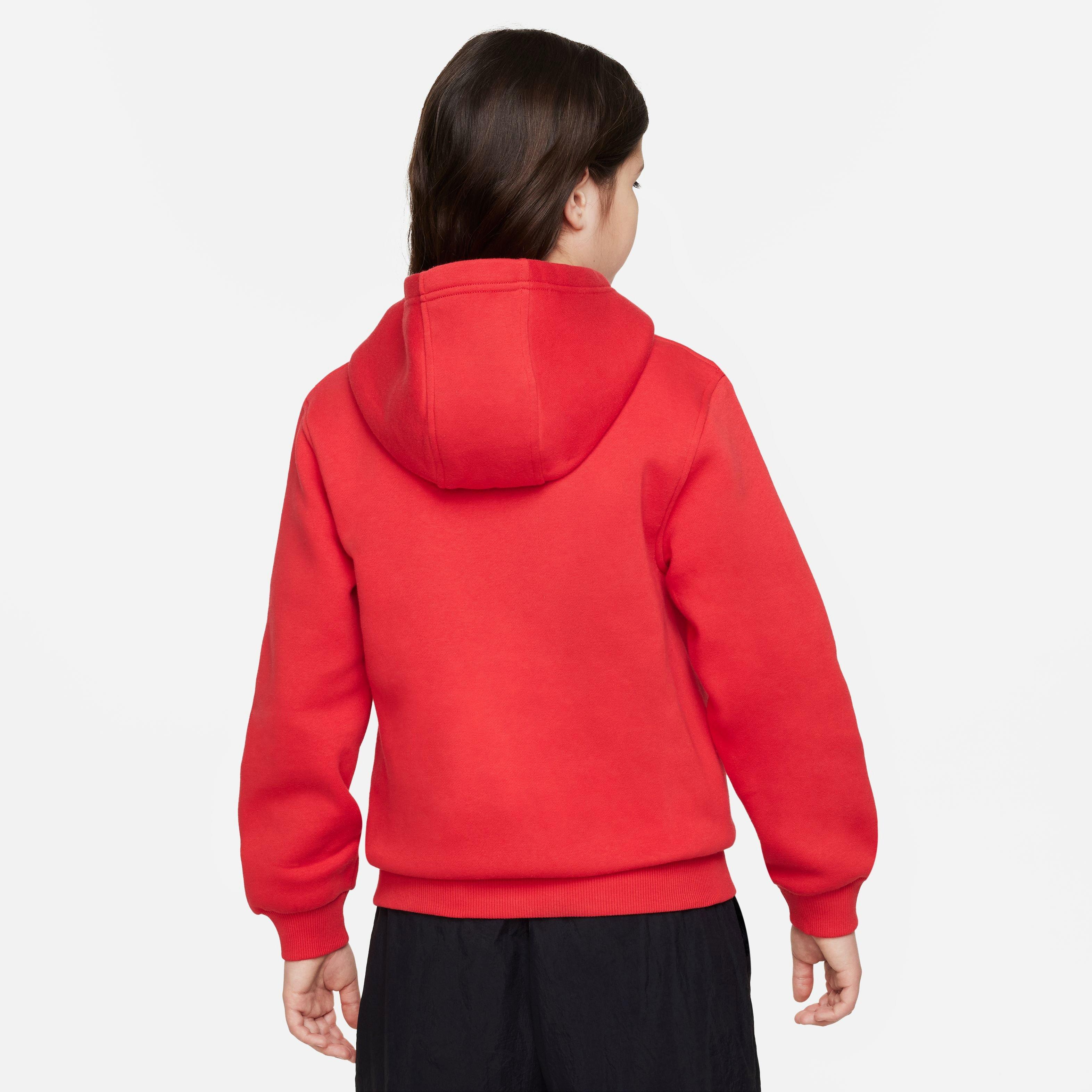Nike Sportswear Club Fleece Big Kids' Red/White Hoodie