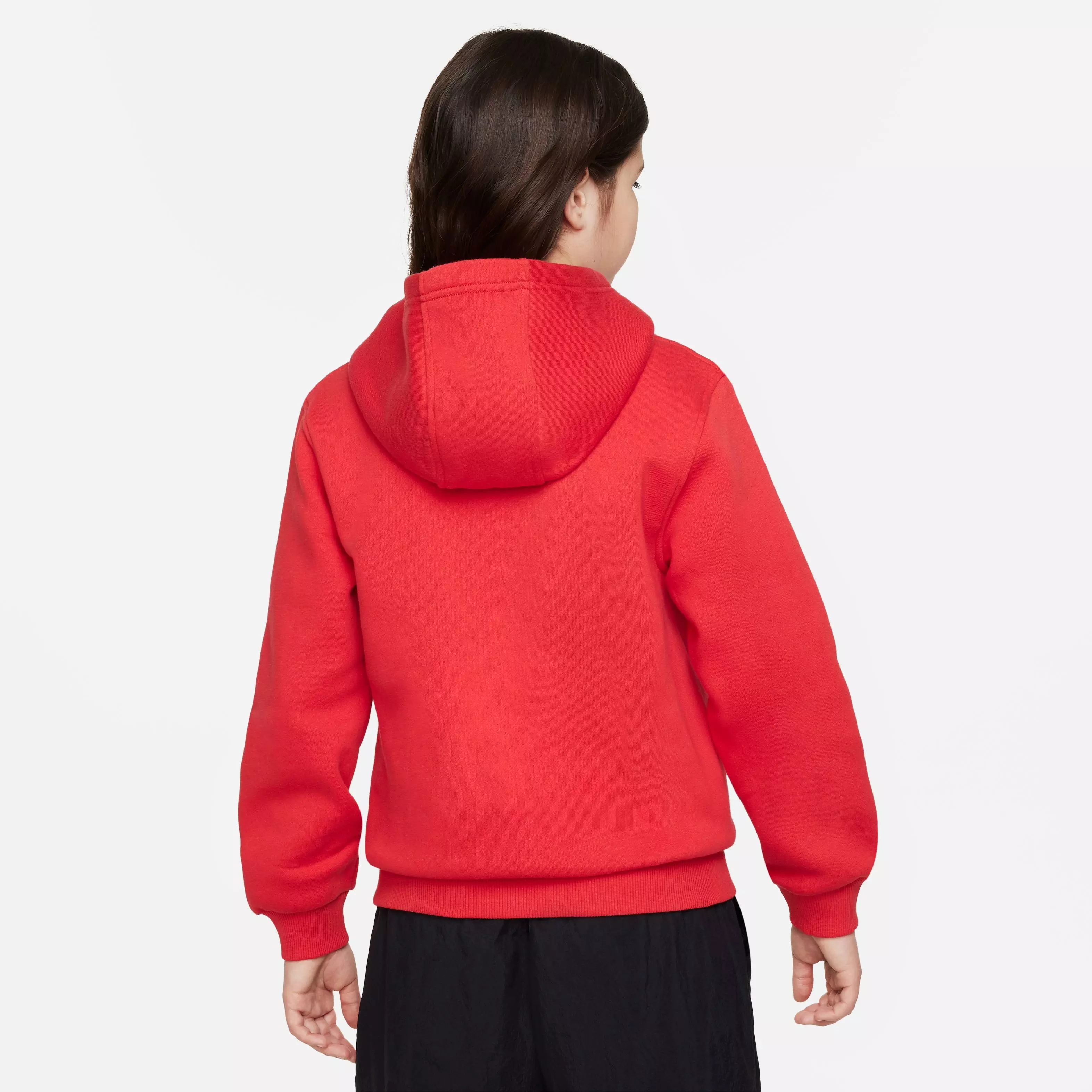 Nike Big Kids' Sportswear Club Fleece Pullover Hoodie-Red/White - RED/WHITE