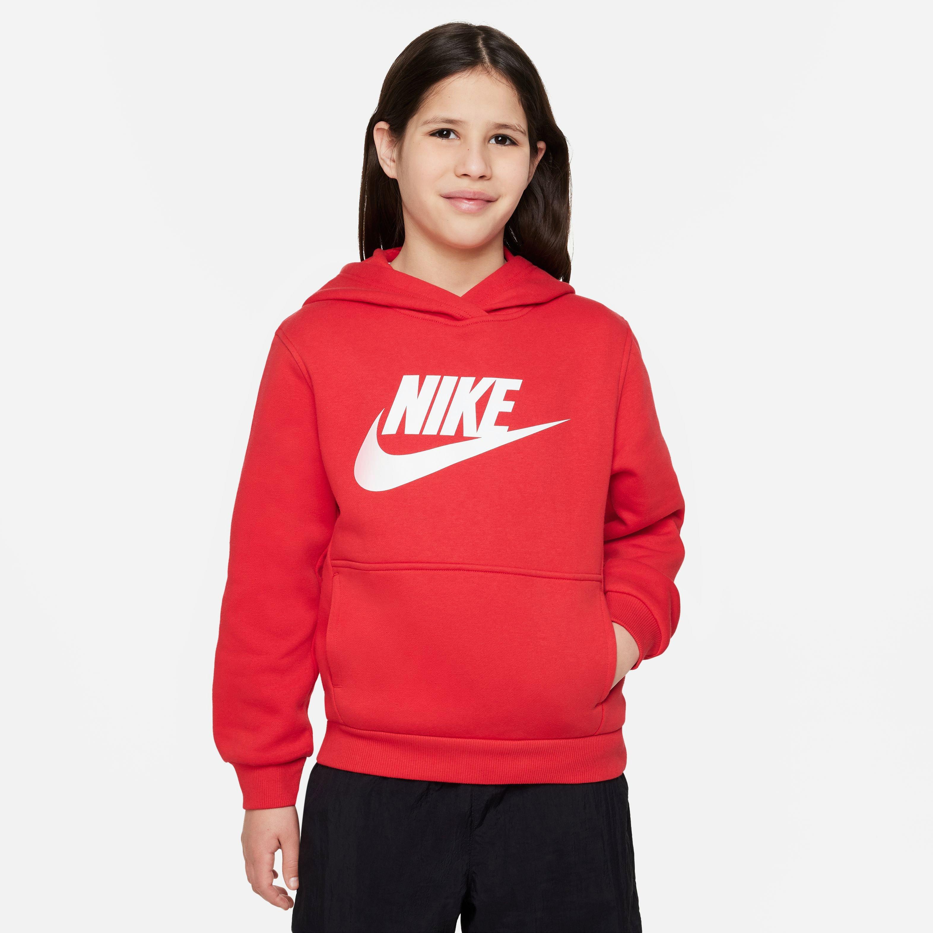 Nike Sportswear Club Fleece Big Kids' Red/White Hoodie