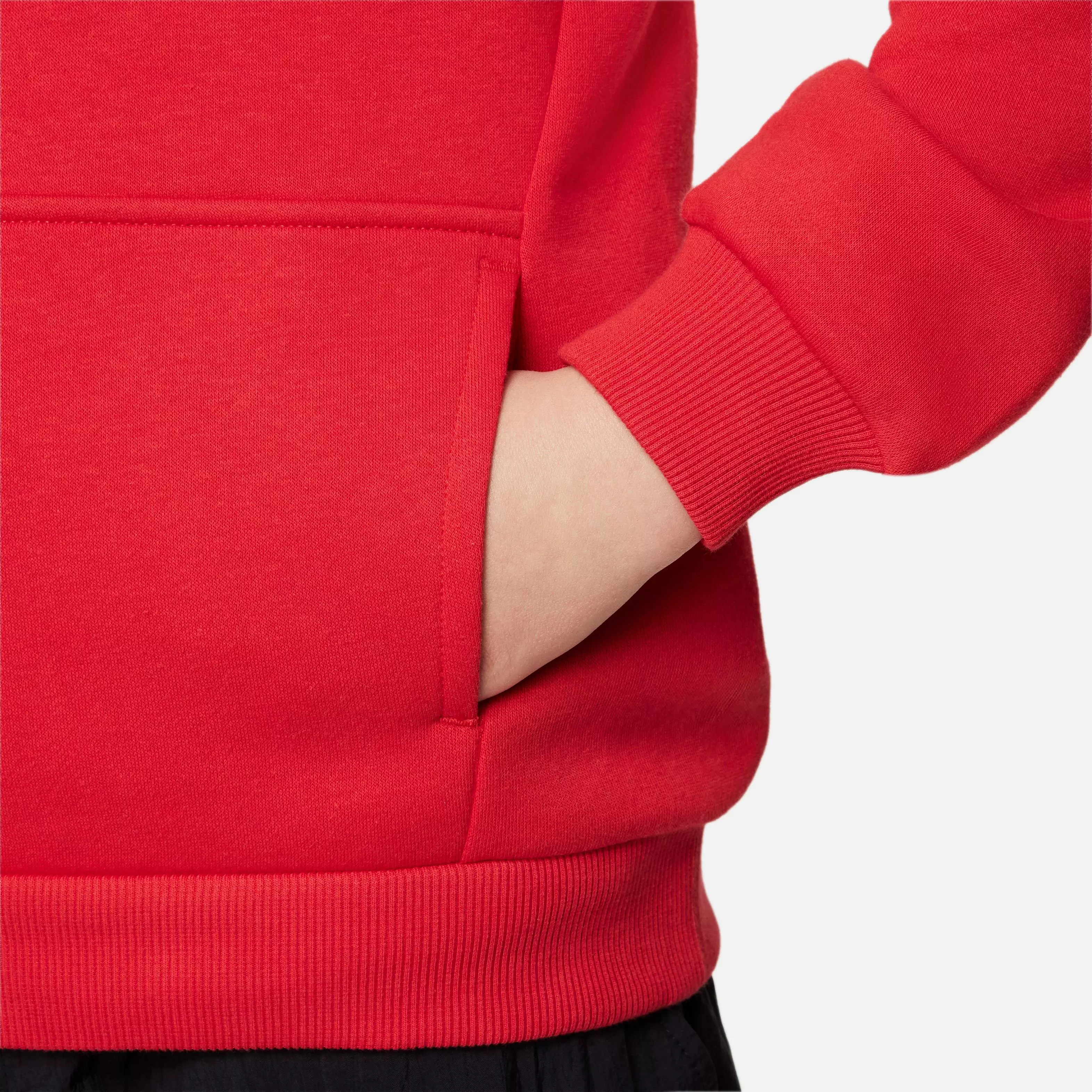 Nike Big Kids' Sportswear Club Fleece Pullover Hoodie-Red/White - RED/WHITE