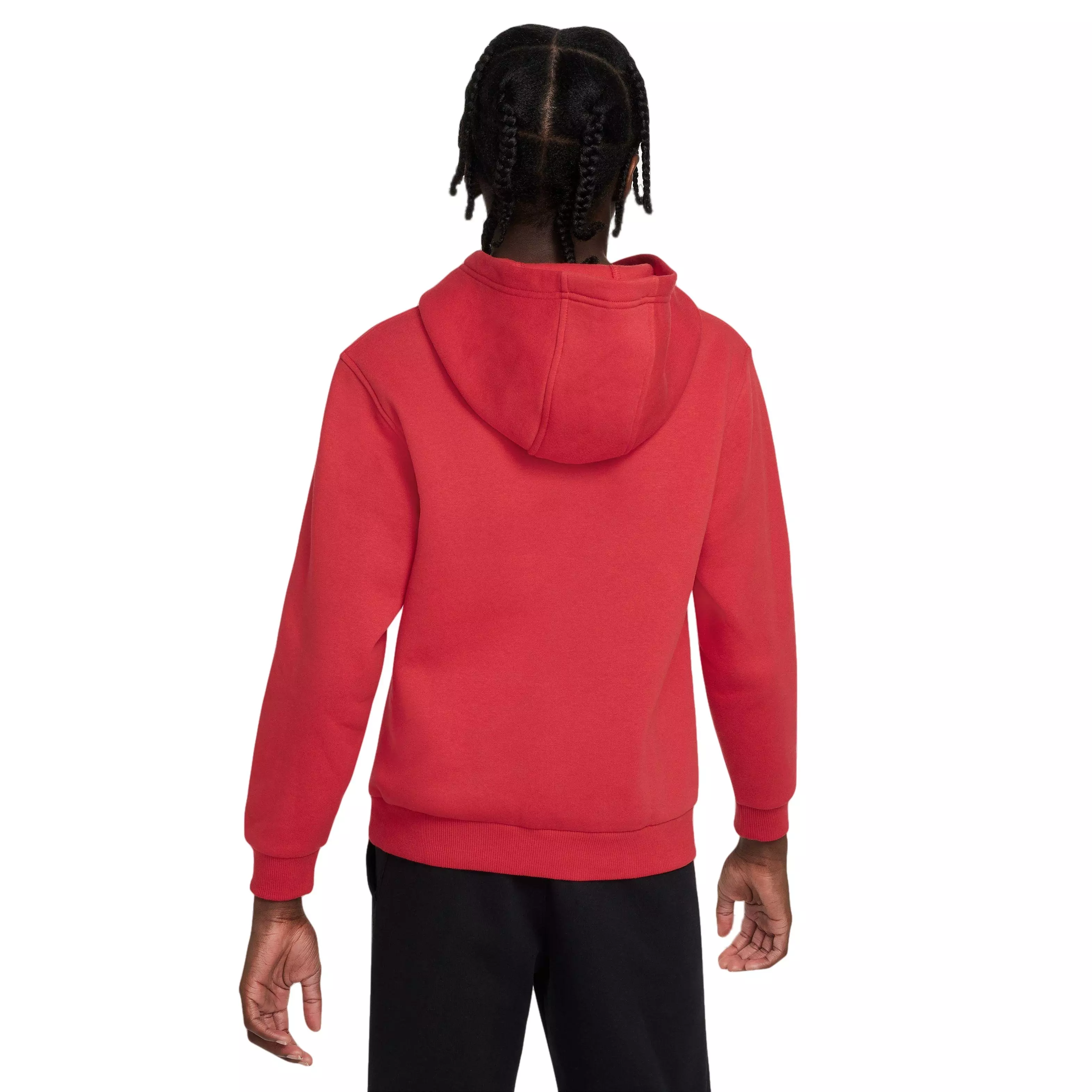 Nike Big Kids' Sportswear Club Fleece Pullover Hoodie-Red/White - RED/WHITE