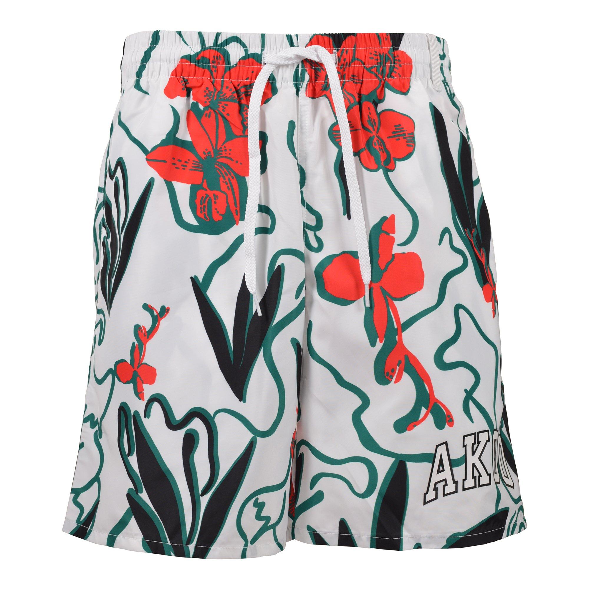 AKOO Men's Orchid Nylon Shorts - WHITE/RED Thumbnail View 1