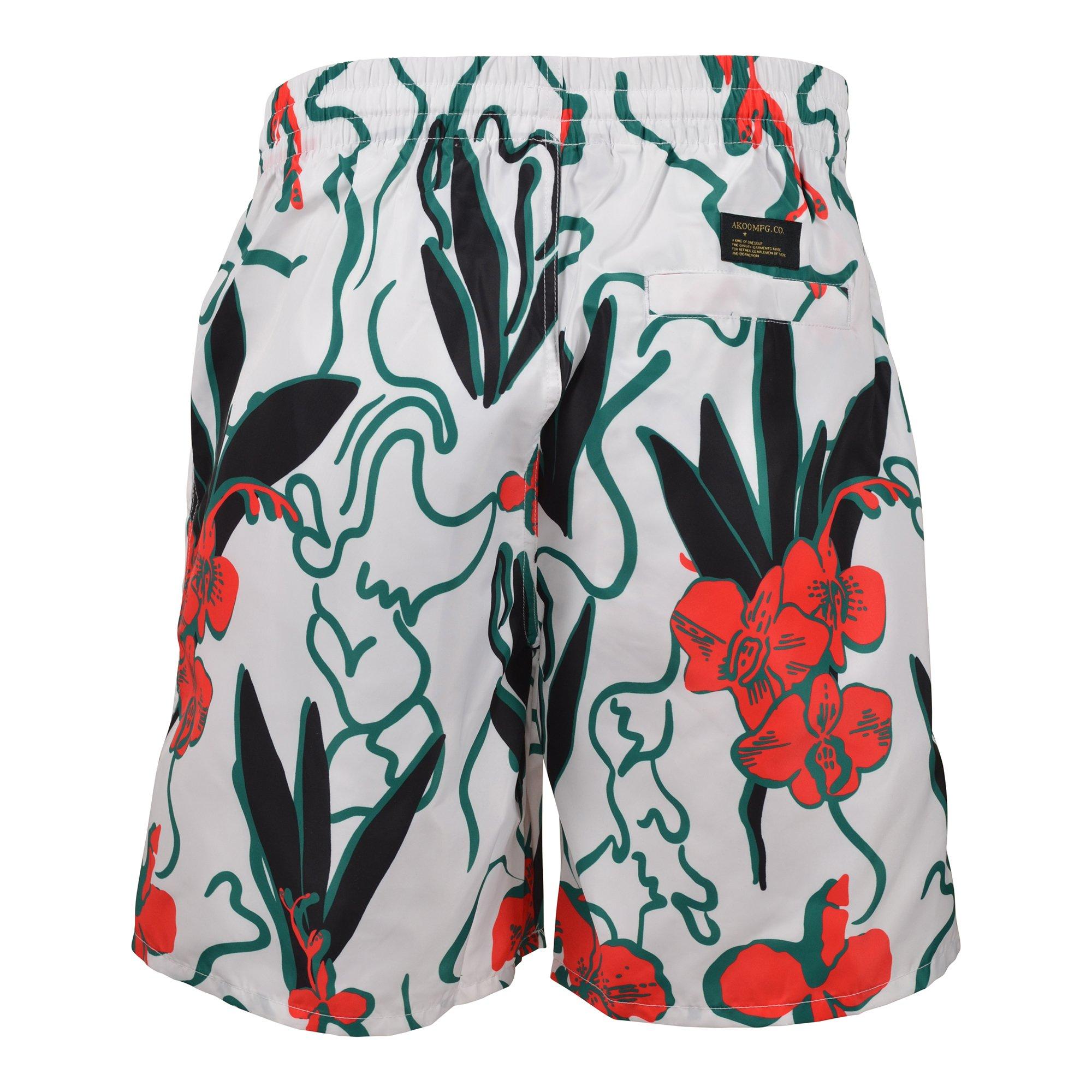 AKOO Men's Orchid Nylon Shorts - WHITE/RED Thumbnail View 2