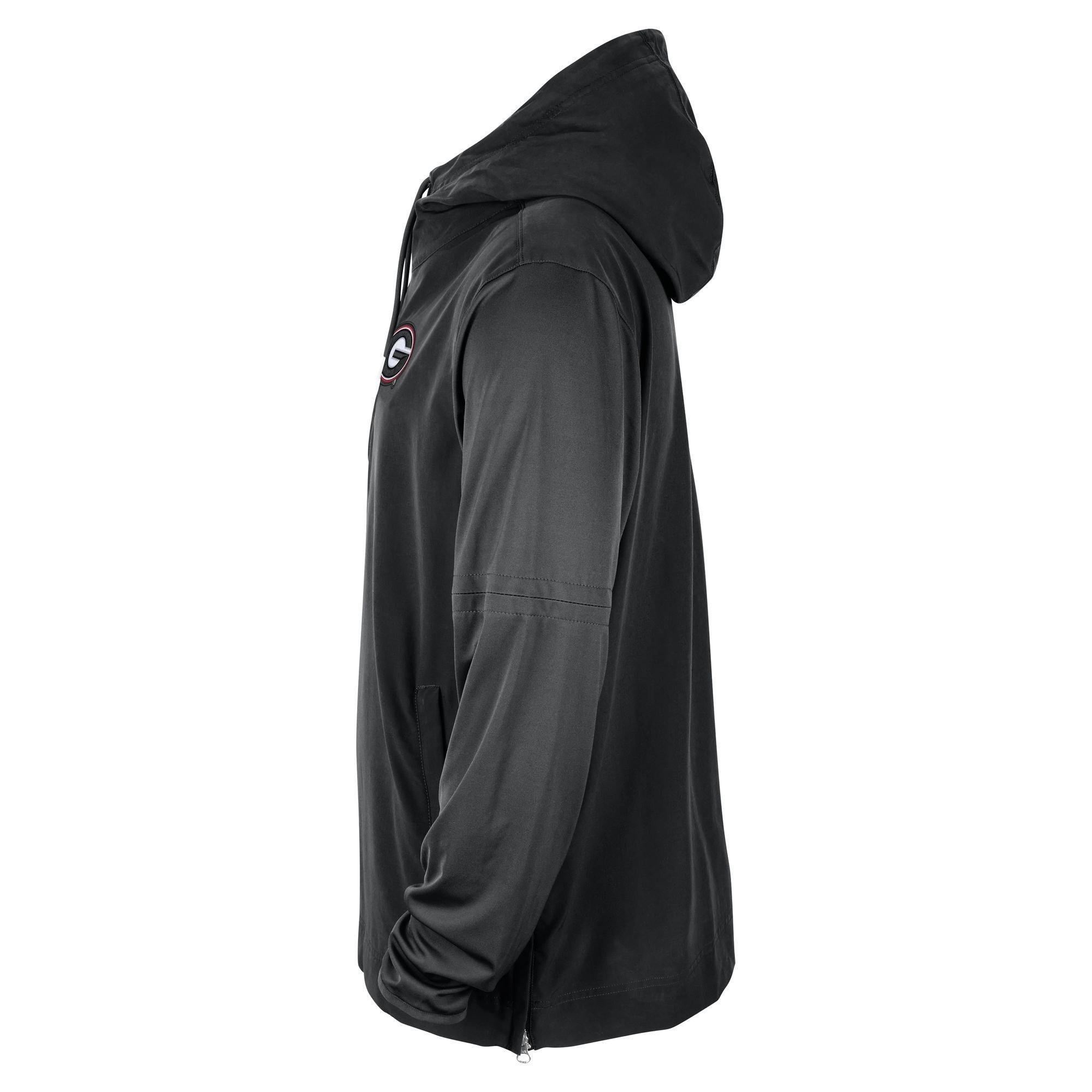 Nike Men's Georgia Bulldogs Lightweight Coaches Fleece Quarter-Zip Jacket - BLACK Thumbnail View 3