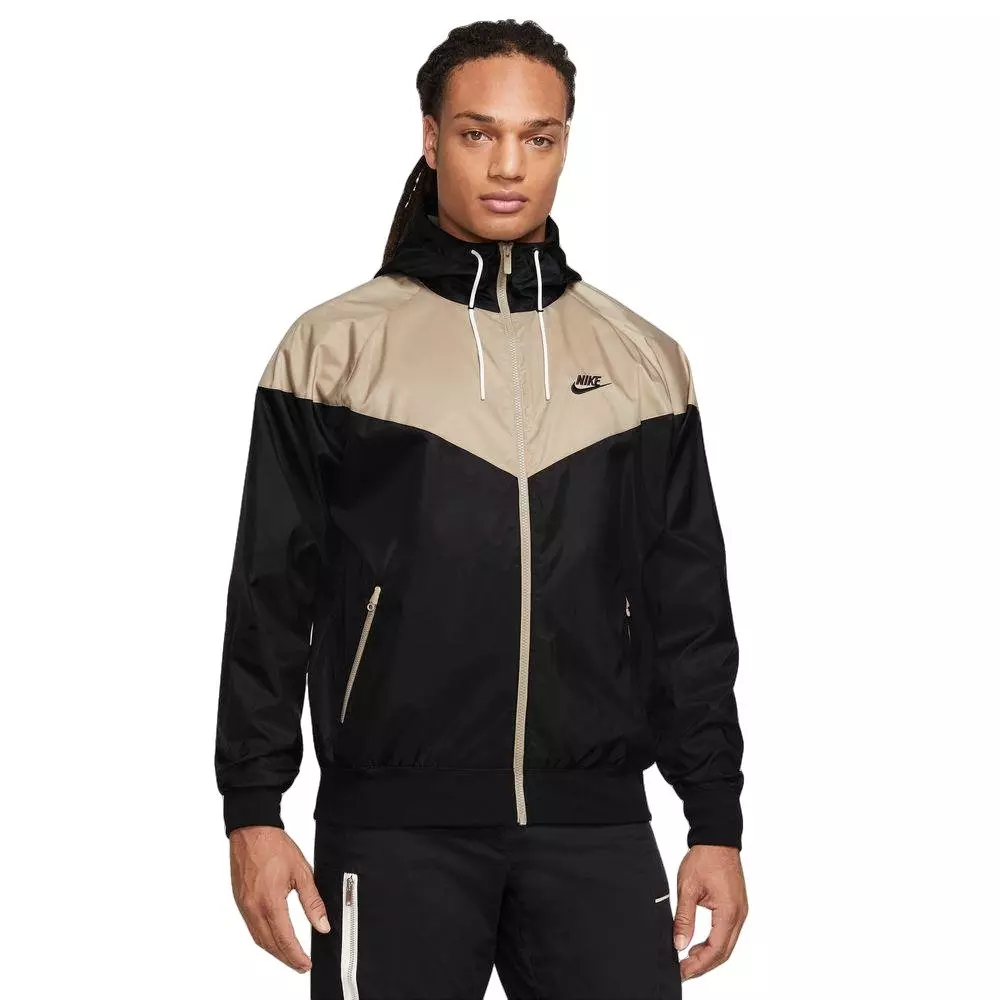 Nike Men's Woven Windrunner Hooded Jacket - Black/Khaki - BLACK/KHAKI