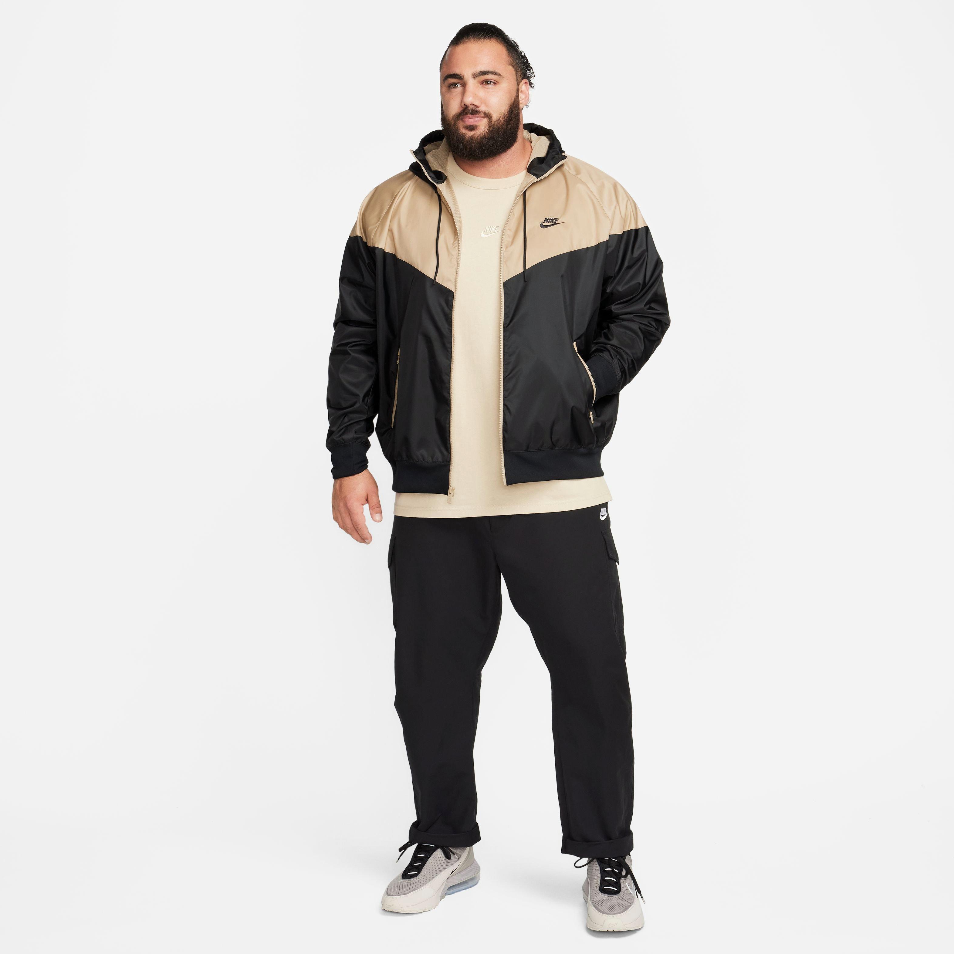 Nike Men's Woven Windrunner Hooded Jacket - Black/Khaki - Hibbett