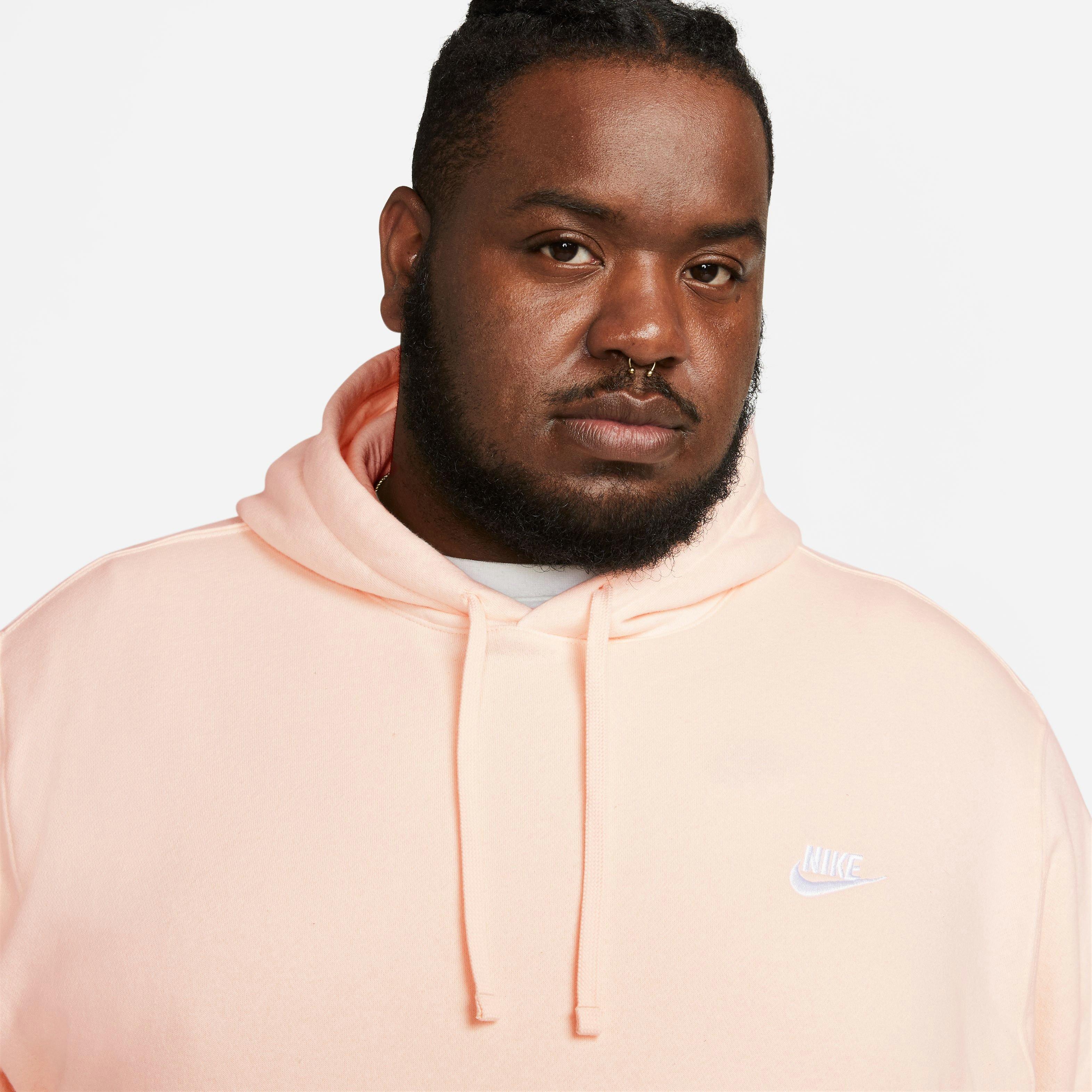 Nike Men's Sportswear Club Fleece Pullover Hoodie-Lt Pink - LT PINK Thumbnail View 7