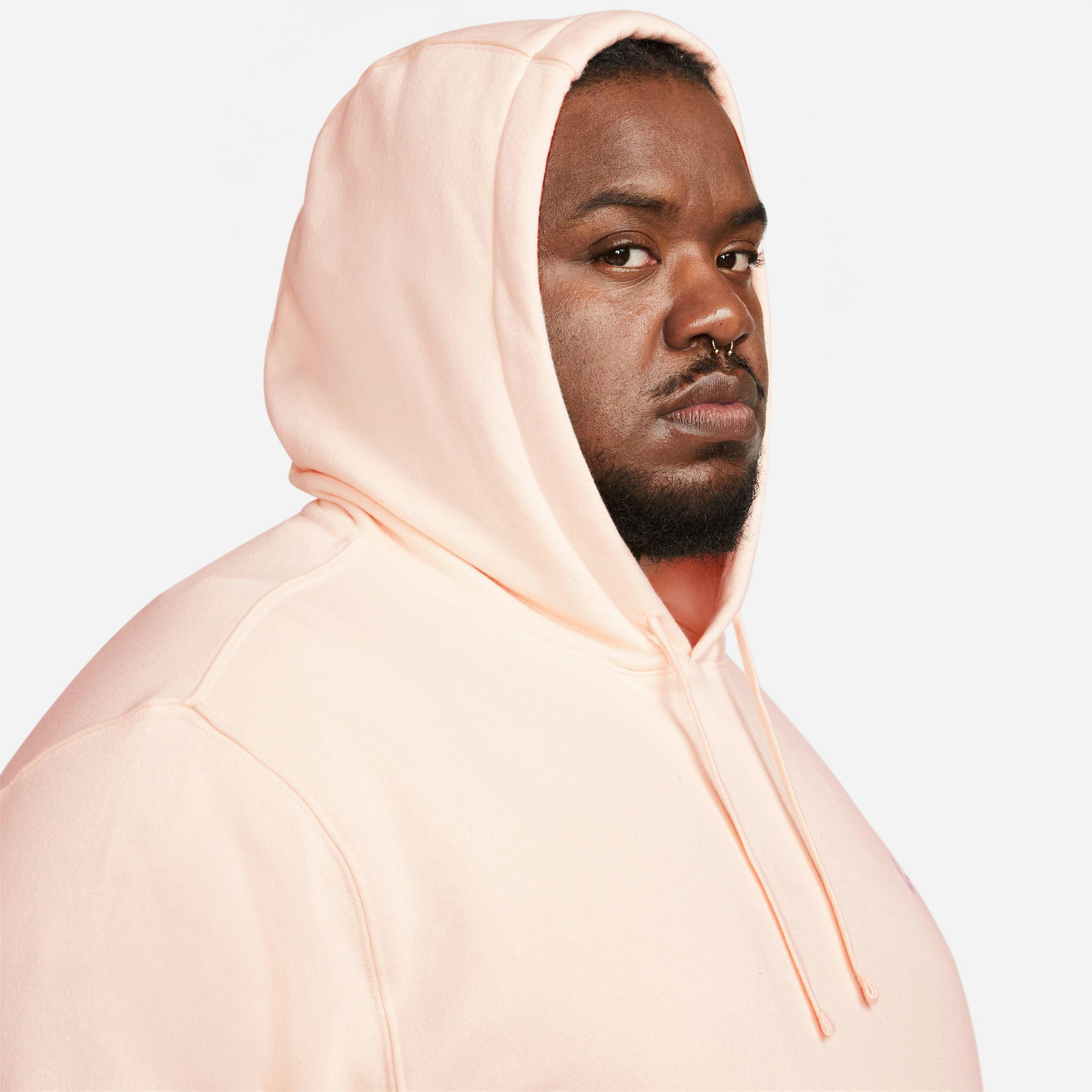 Nike Men's Sportswear Club Fleece Pullover Hoodie-Lt Pink - LT PINK Thumbnail View 8