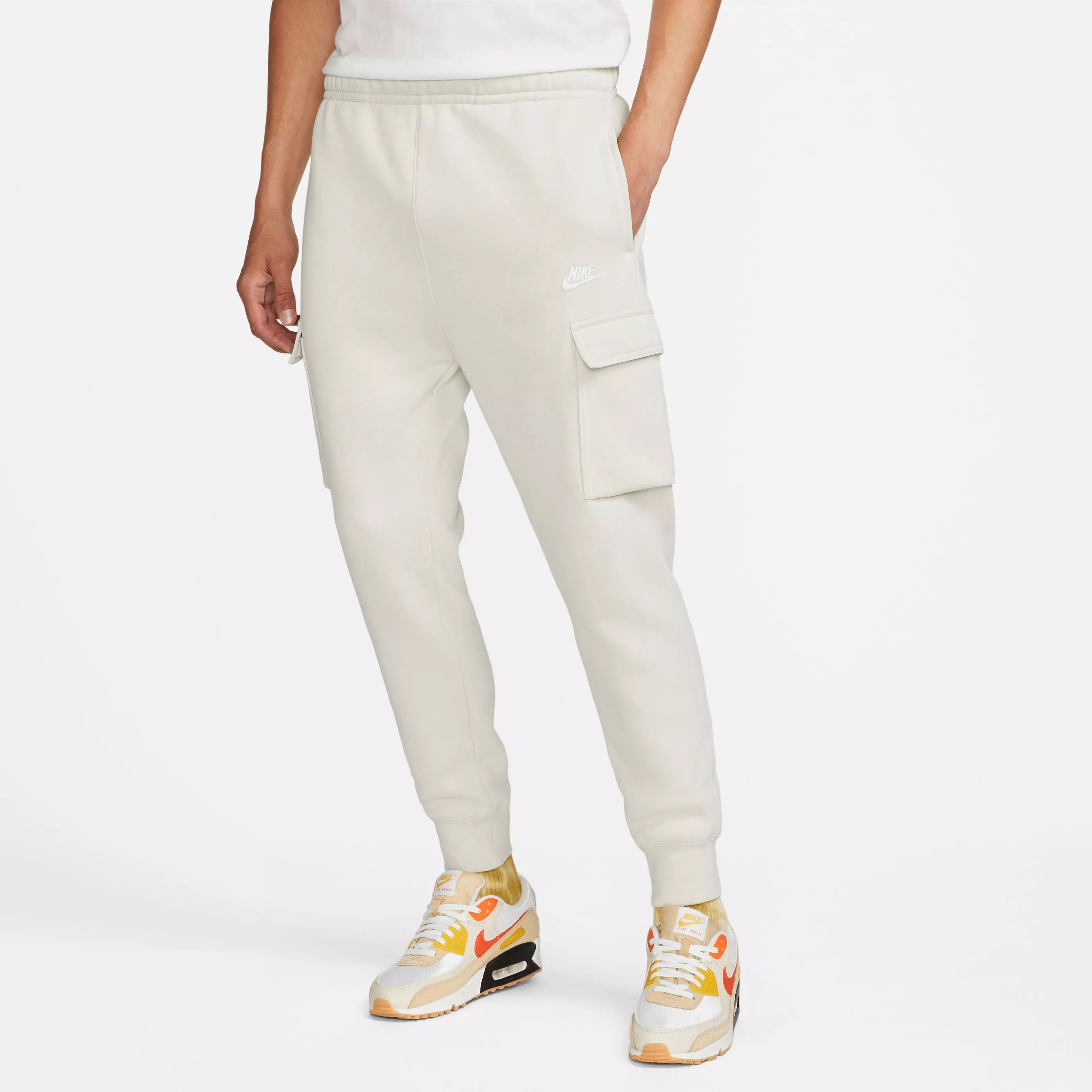 Nike Men's Sportswear Club Fleece Cargo Pants-Bone - BONE