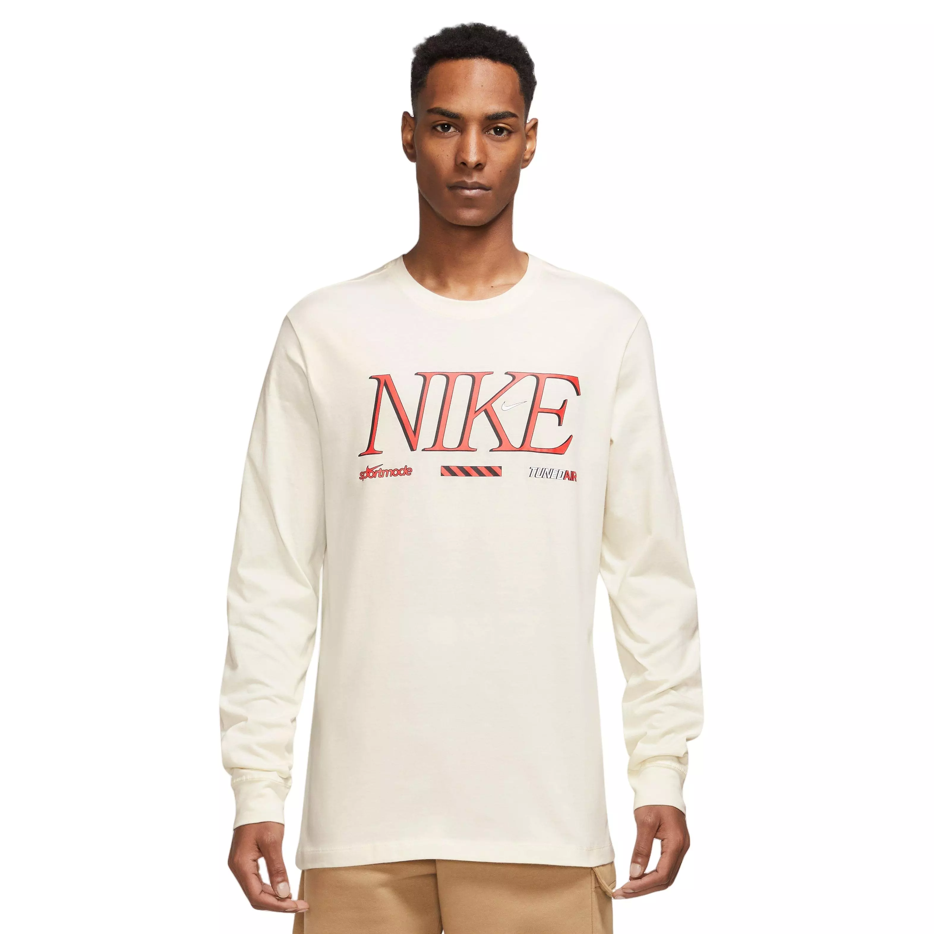 Nike Men's Sportswear Street Race Long-Sleeve Tee-Ivory - IVORY