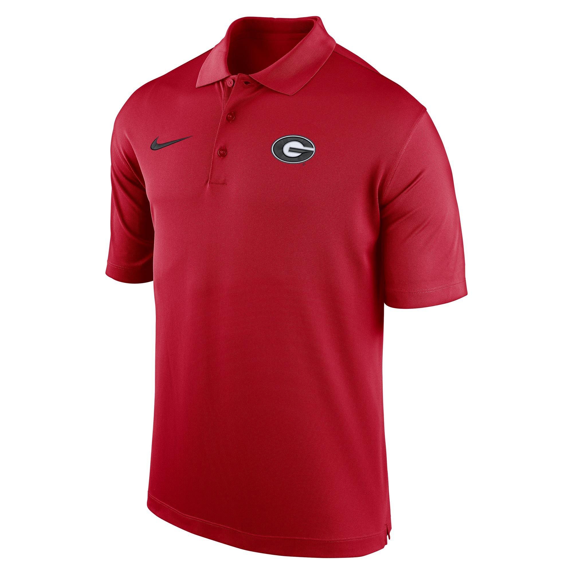 Nike Men's Georgia Bulldogs Dri-Fit Short Sleeve Polo - RED Thumbnail View 1