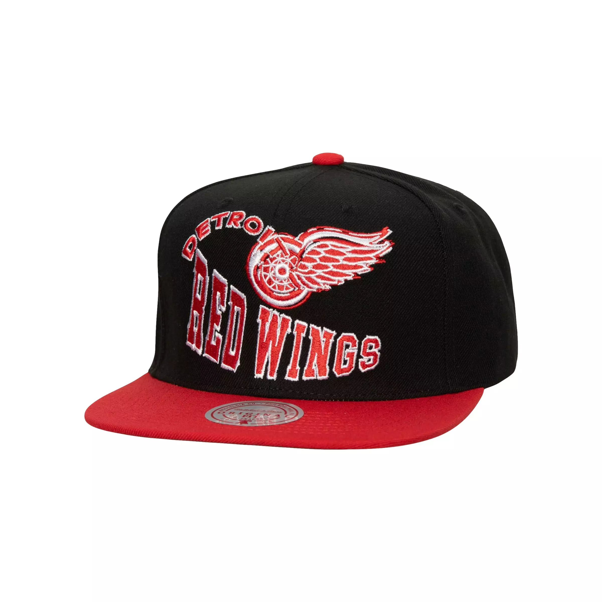 Mitchell & Ness Detroit Red Wings Crooked Path Snapback Hat - BLACK