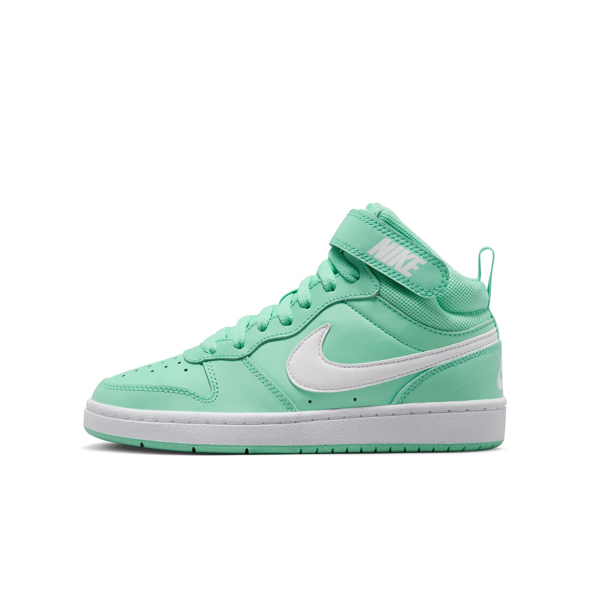 Nike Court Borough Mid Emerald Rise White Grade School Girls Shoe Hibbett