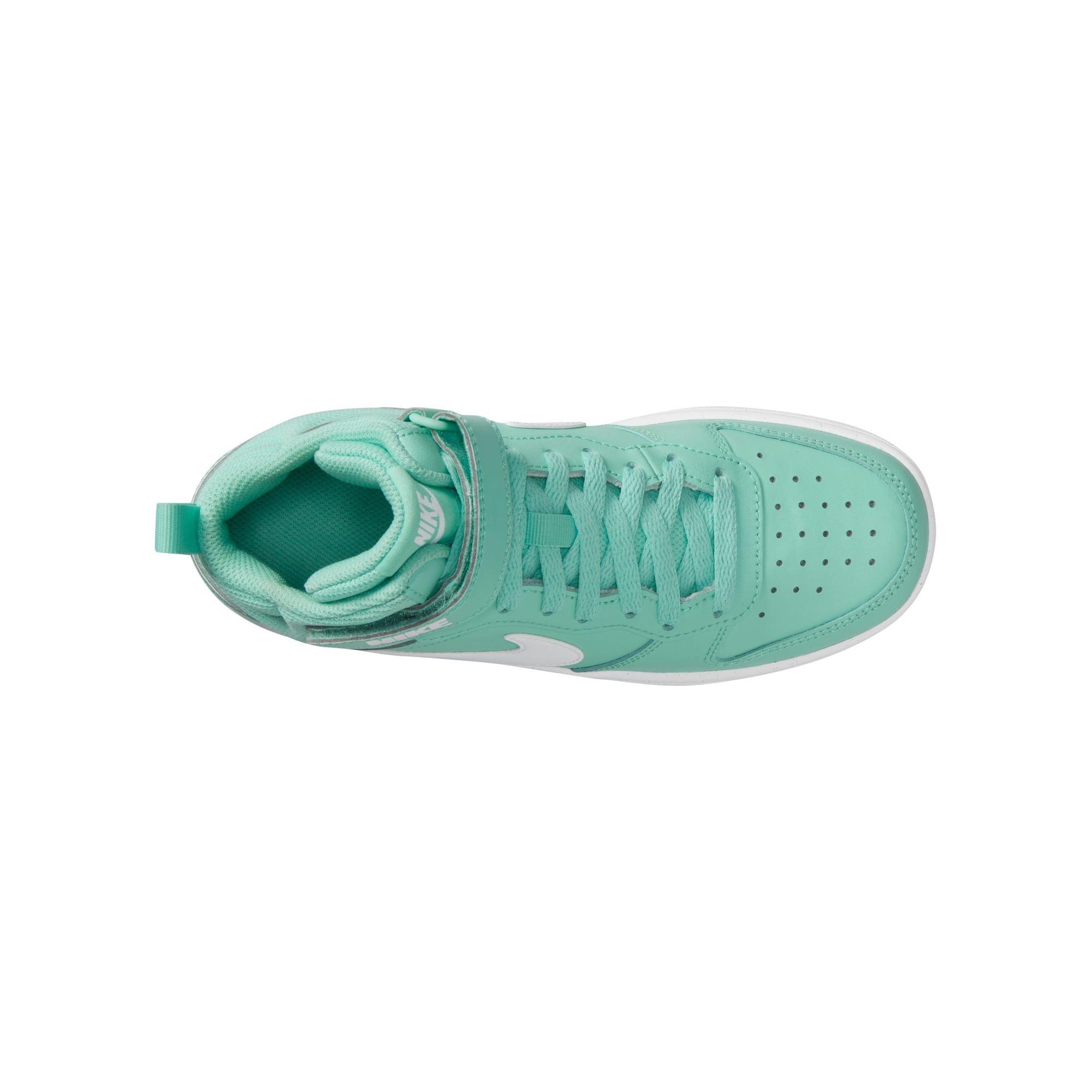 Nike Court Borough Mid "Emerald Rise/White" Grade School Girls' Shoe - GREEN Thumbnail View 8
