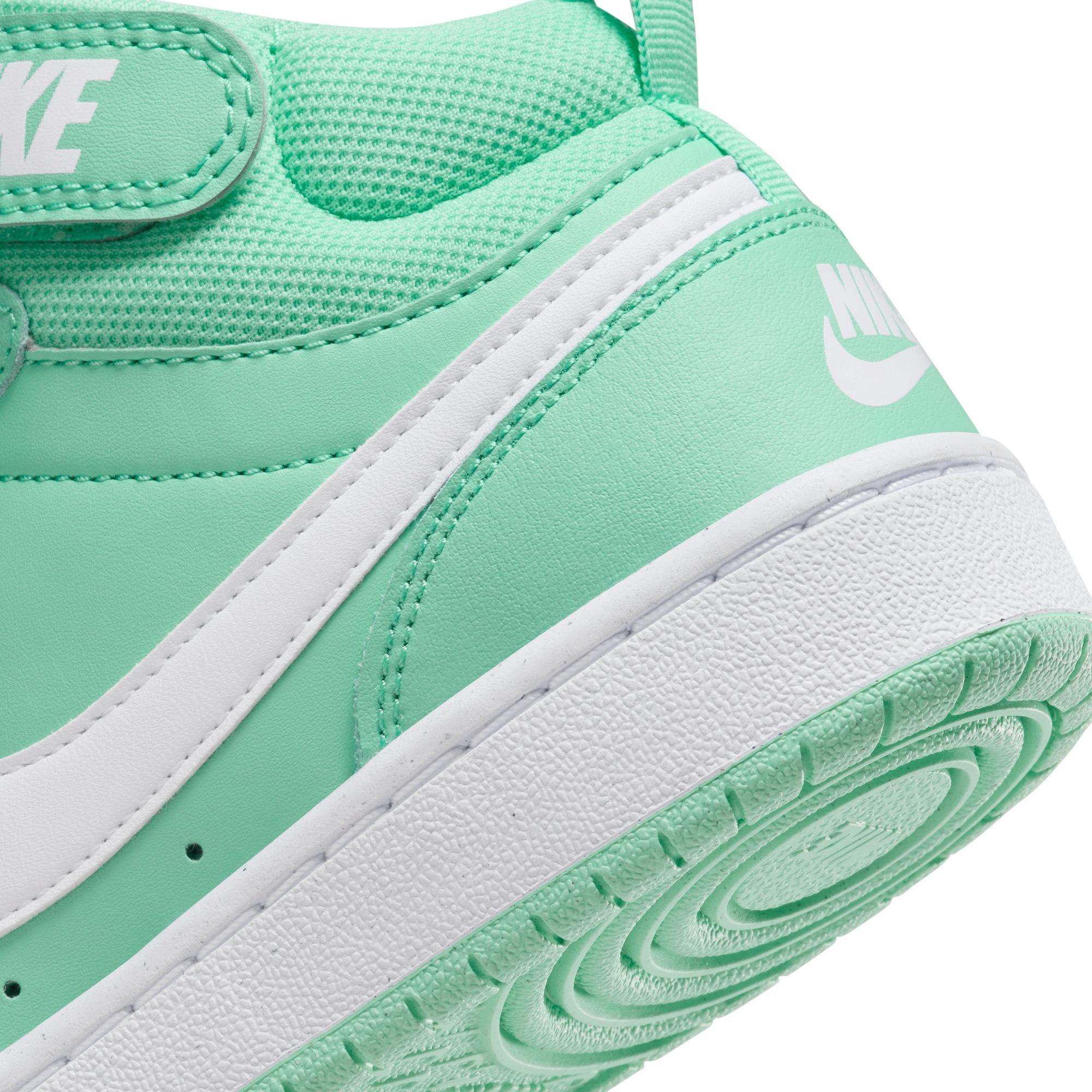 Nike Court Borough Mid "Emerald Rise/White" Grade School Girls' Shoe - GREEN Thumbnail View 11