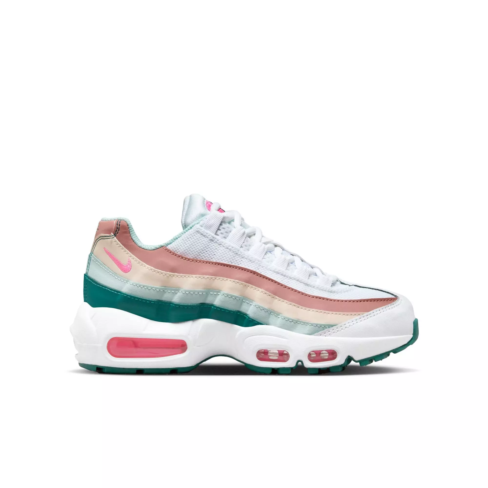 Nike Air Max 95 Recraft "White/Pink Spell/Geode Teal/Jade Ice" Grade School Girls' Shoe - MULTI-COLOR