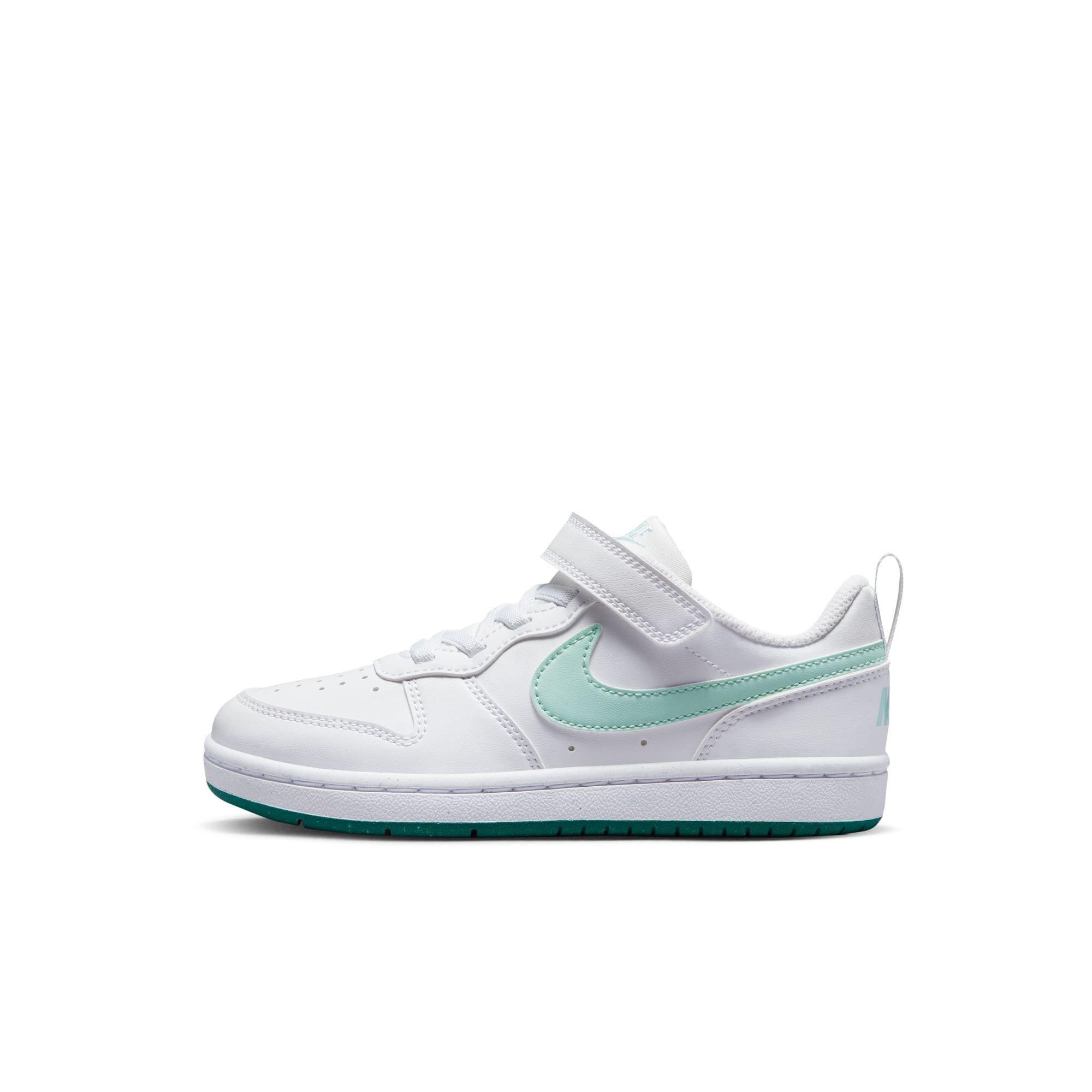 Nike Court Borough Low Recraft "White/Teal" Preschool Girls' Shoe - WHITE/TEAL Thumbnail View 3