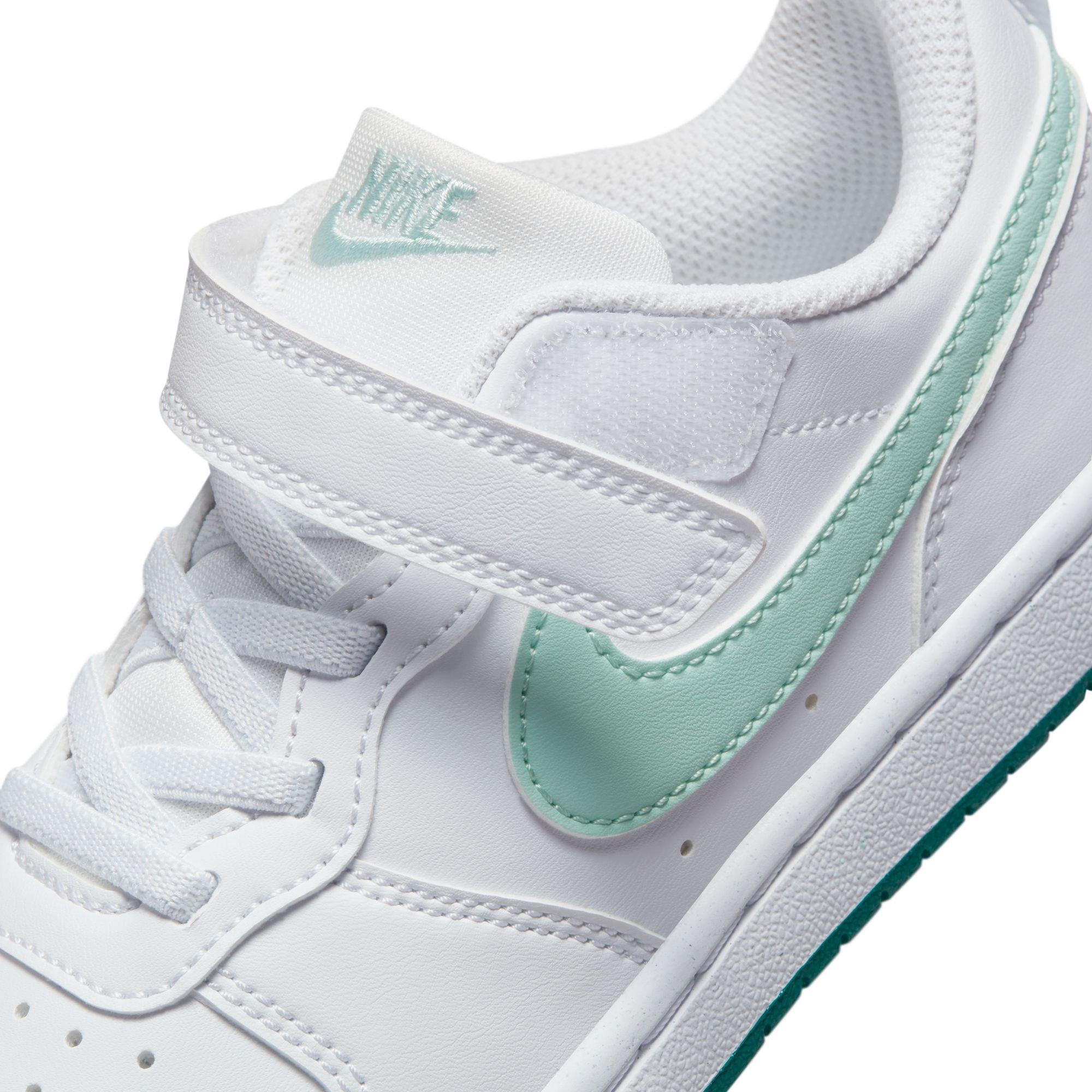 Nike Court Borough Low Recraft "White/Teal" Preschool Girls' Shoe - WHITE/TEAL Thumbnail View 11