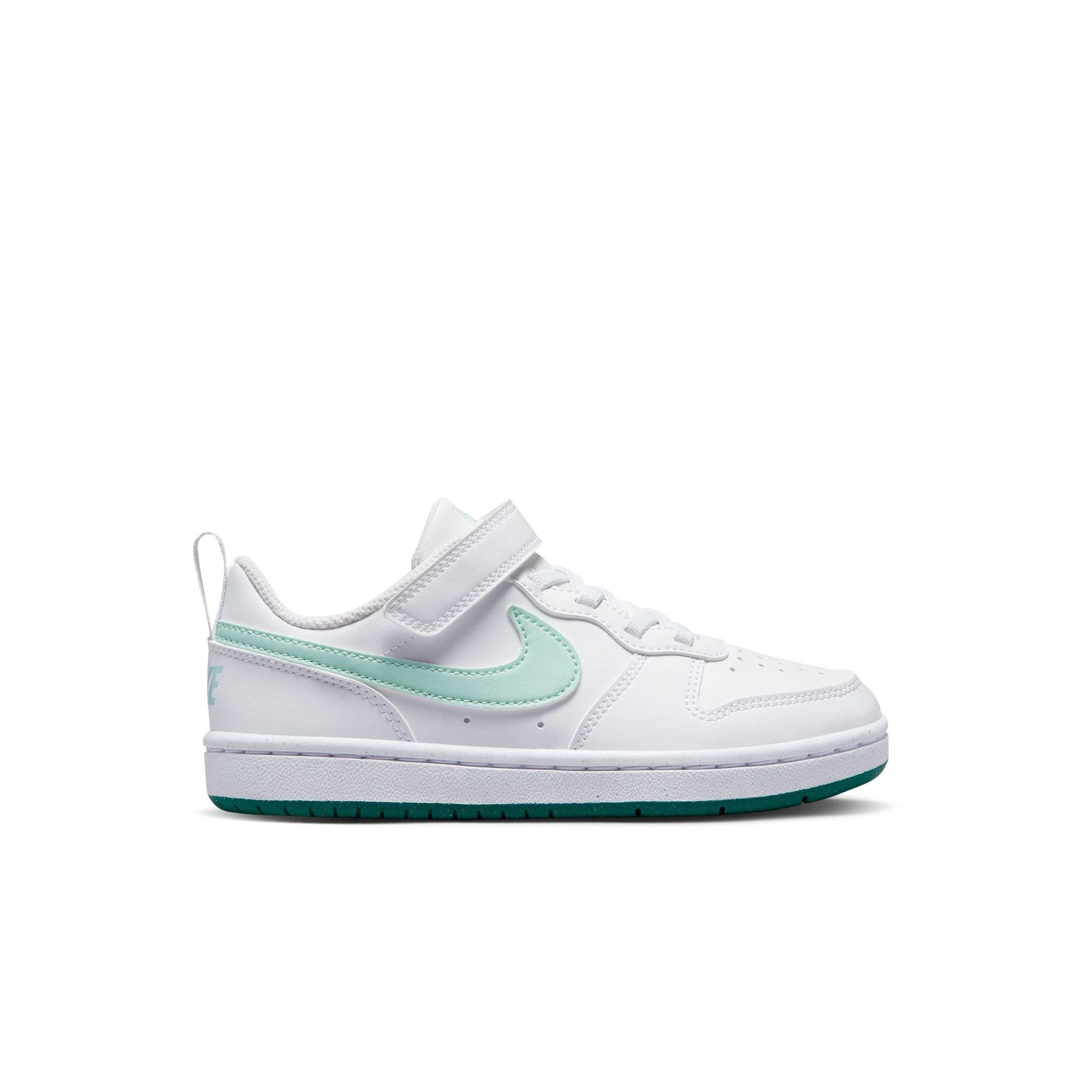 Nike Court Borough Low Recraft "White/Teal" Preschool Girls' Shoe - WHITE/TEAL Thumbnail View 1