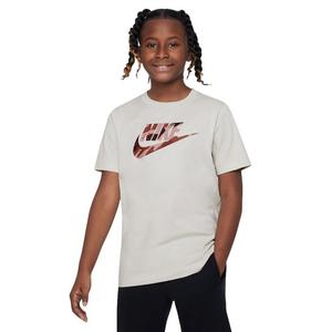 Nike Big Girls' Sportswear Club Seasonal Camo Tee-Bone