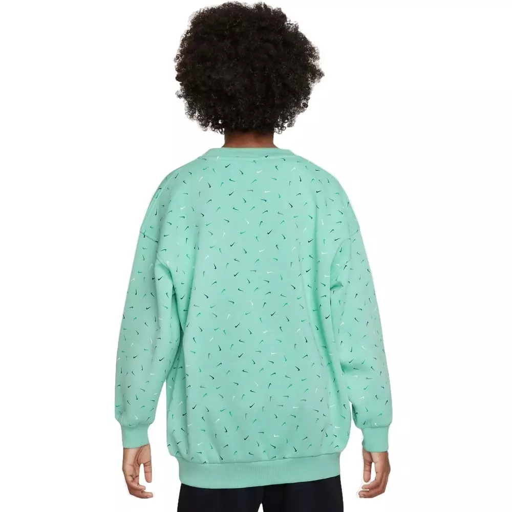 Nike Big Girls' Sportswear Club Fleece Oversized Logo Crew - JADE