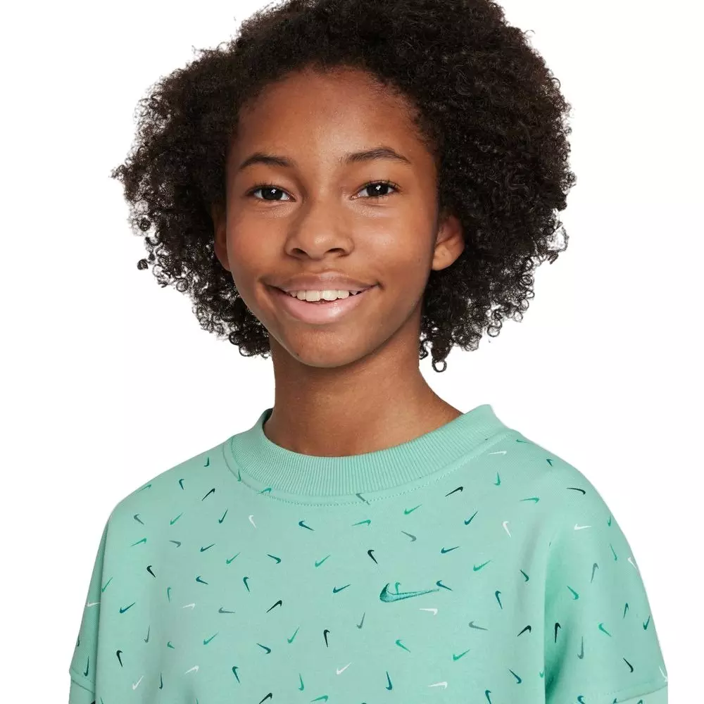 Nike Big Girls' Sportswear Club Fleece Oversized Logo Crew - JADE