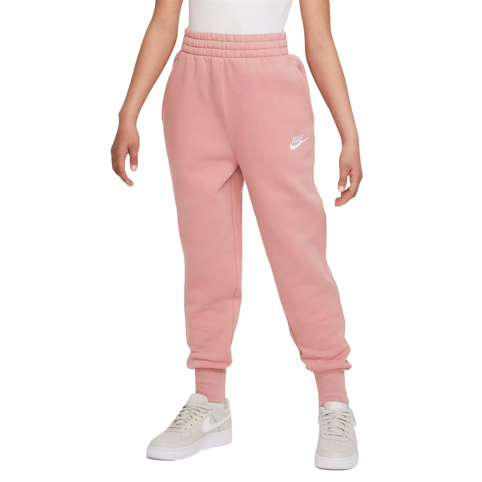 Nike Women's Sportswear Club Fleece Mid-Rise Joggers-White/Black - Hibbett