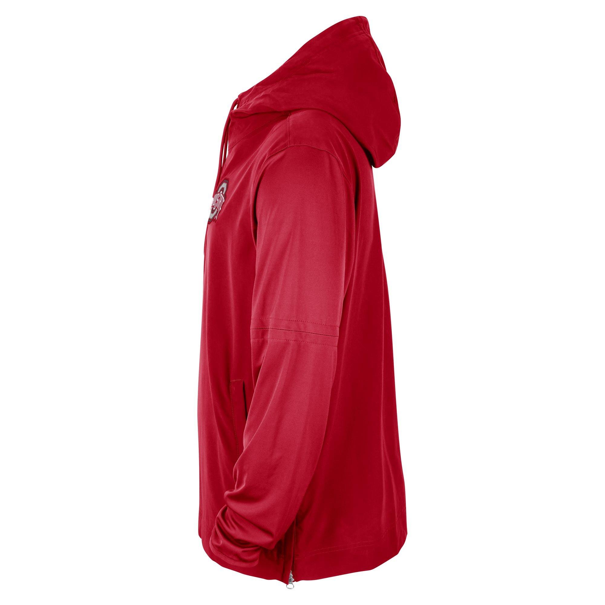 Nike Men's Ohio State Buckeyes Lightweight Coaches Fleece Quarter-Zip Jacket - RED Thumbnail View 3