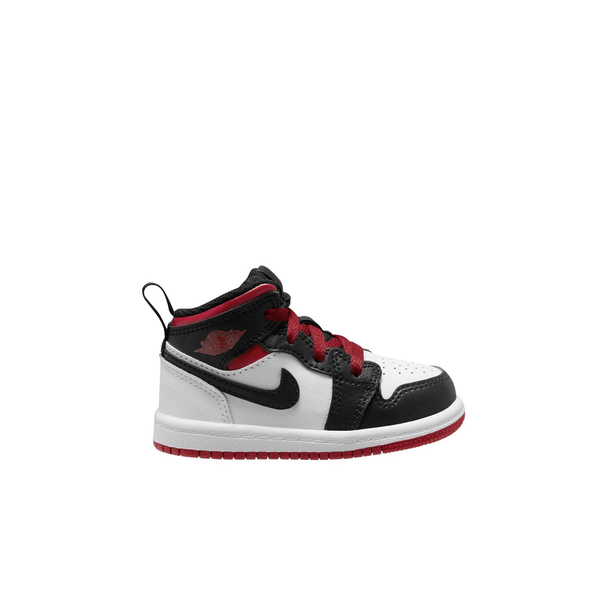 Jordan 1 Mid Black/Gym Red/White Women's Shoe - Hibbett